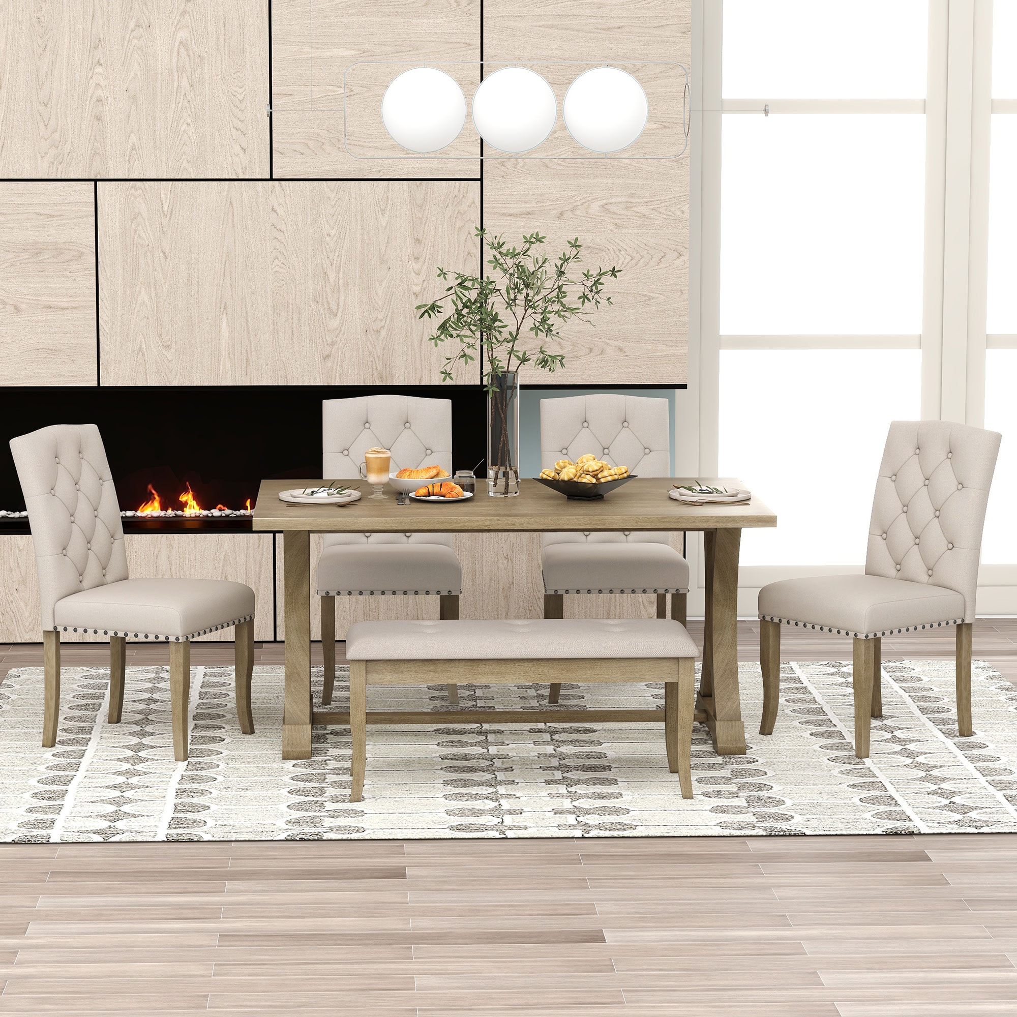 Clihome Natural Wood Wash Contemporary/Modern Dining Room Clihome Natural Wood Wash Contemporary/Modern Dining Room