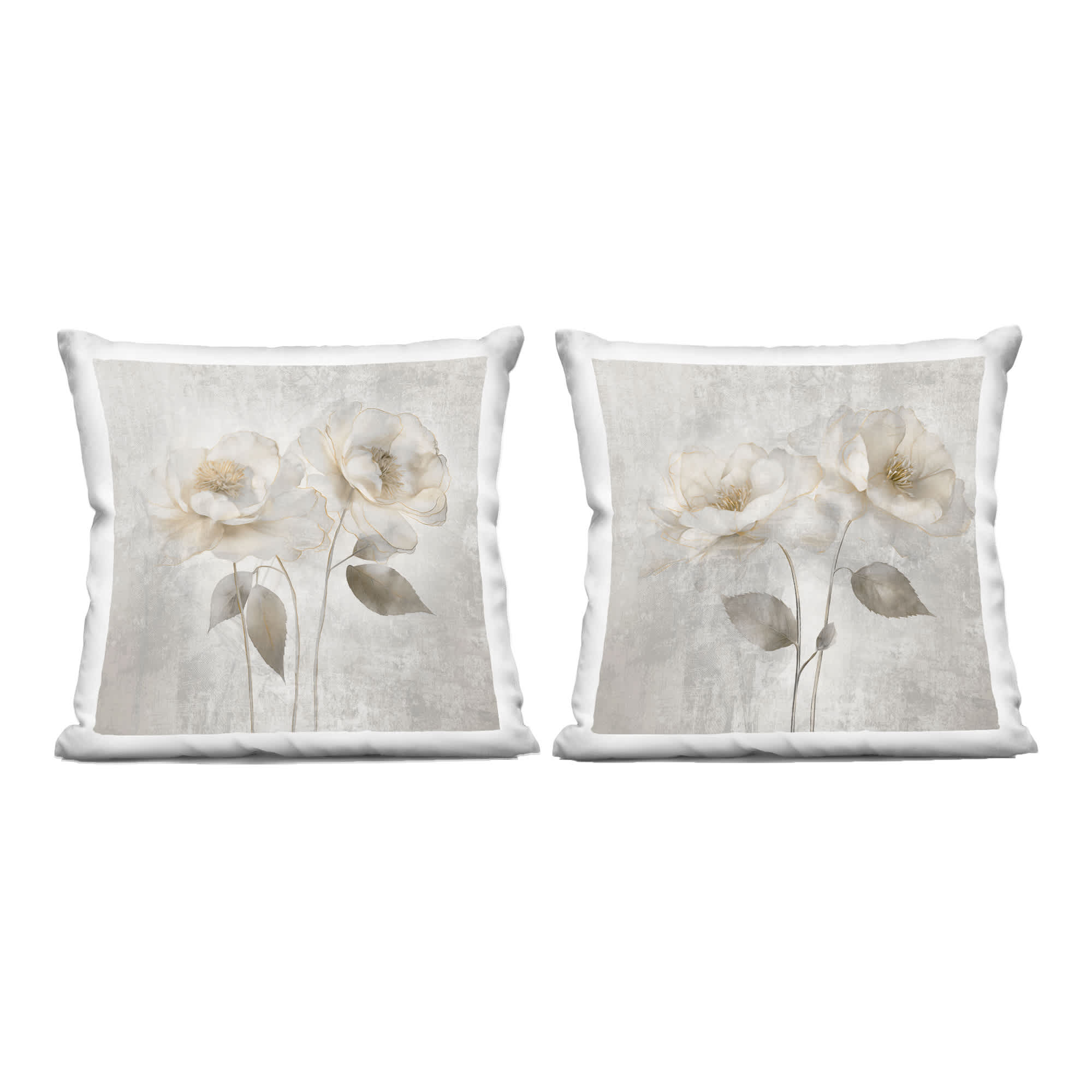 Stupell Industries PL2-859-SQW-2P-18X18 Soft Chic Roses 2pc Decorative Printed Pillow Set Design by Irene Weisz