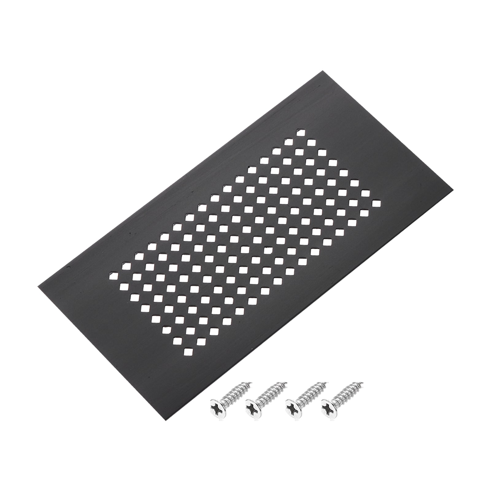 PATIKIL 6 x 3inch Door Air Vent Cover Aluminum Grille Ventilation Cover Louvered Diamond Hole with Mounting Screws for Cabinet Wardrobe Door Black