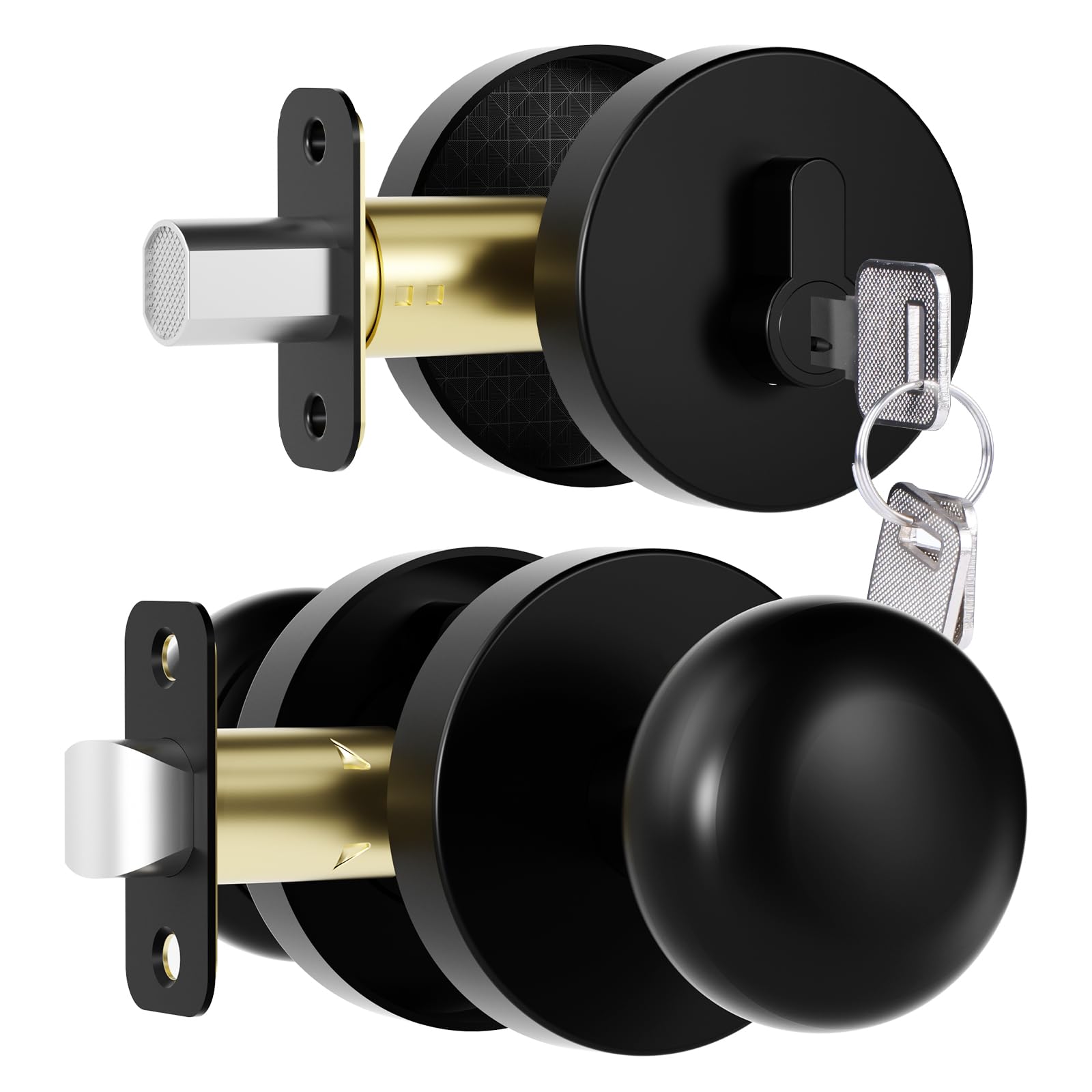 SenQWFa  Matte Black Passage Door Knob and Single Cylinder Deadbolt Lock Set for Interior and Exterior Doors durable home and garden accessory