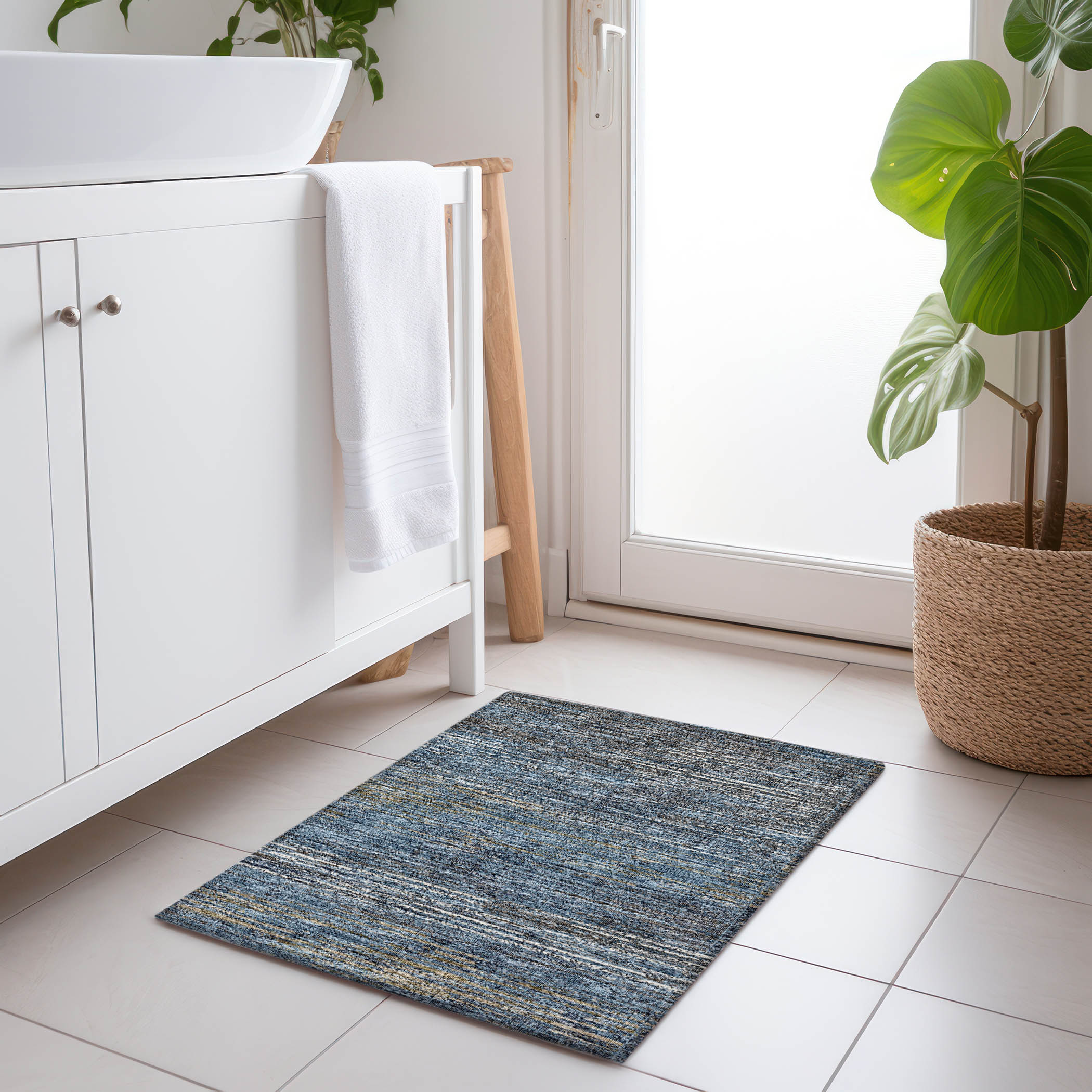 Addison Rugs AMF32BL20X30 Mayfield AMF32BL 2 x 3 (ft) Loomed Polyester Blue Rectangular Indoor Abstract Machine washable Area rug