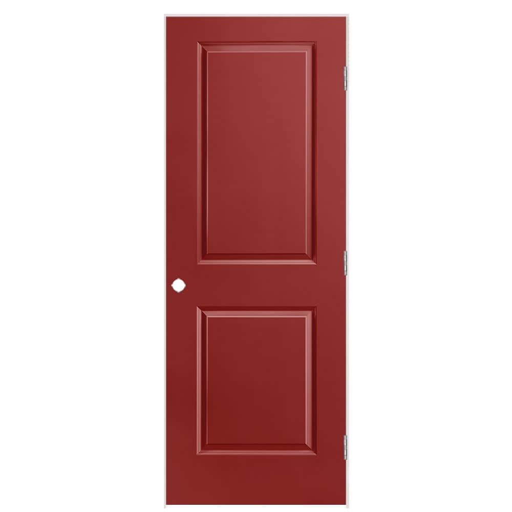 Masonite 1315927 30-in x 80-in Barn Red Hollow core 2-panel square Right hand Smooth Prefinished Molded composite Flat Jamb Single Prehung Interior Door