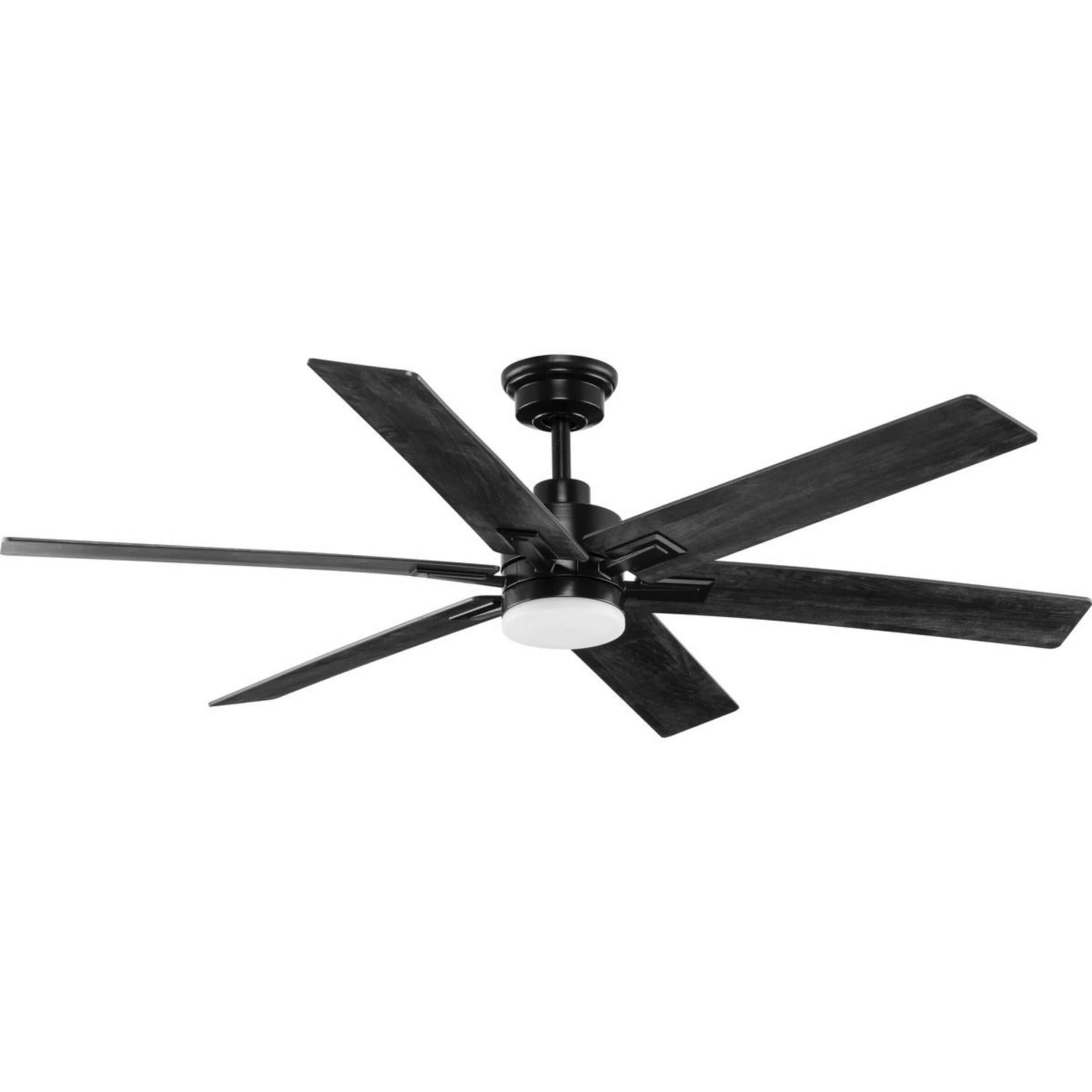 Progress Lighting P250103-31M-CS Dallam 60-Inches Matte Black with Matte Black/American Walnut Blades Integrated LED Fixture Indoor Downrod mount Standard Ceiling Fan With Light and Remote ( 6 -Blade)