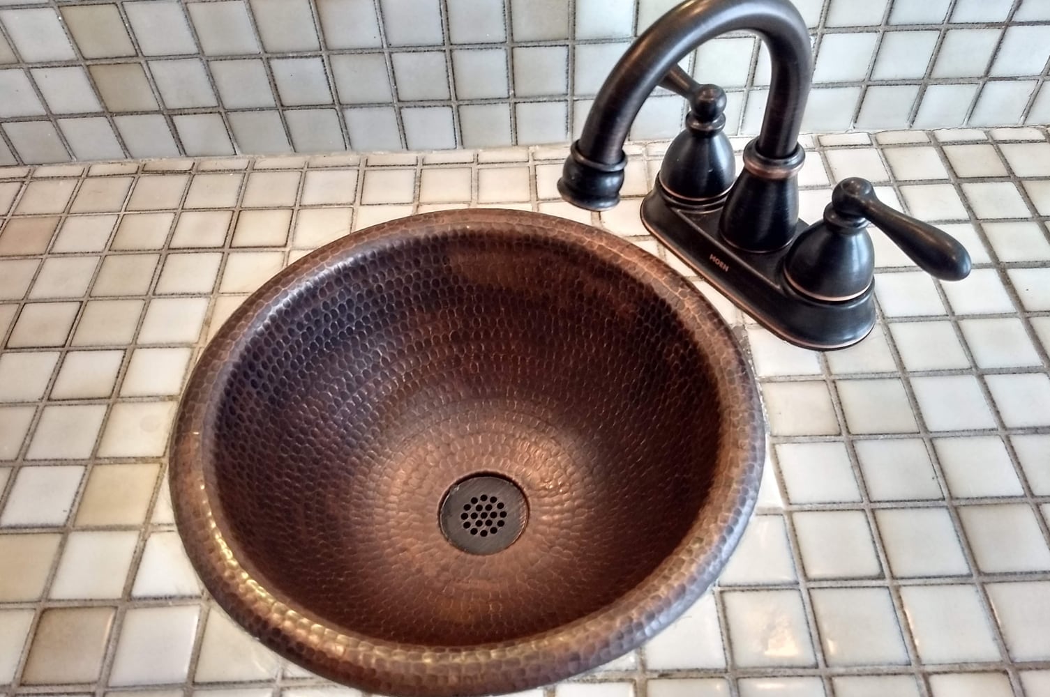 Rustic Oil Rubbed Pure Copper PETITE  Bathroom Sink Wash Basin Bowl Washbasin 
