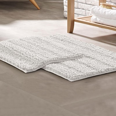 Migratie Aarde Legacy Amrapur Overseas Chenille Noodle 34-in x 21-in White Microfiber Bath Mat  Set in the Bathroom Rugs & Mats department at Lowes.com