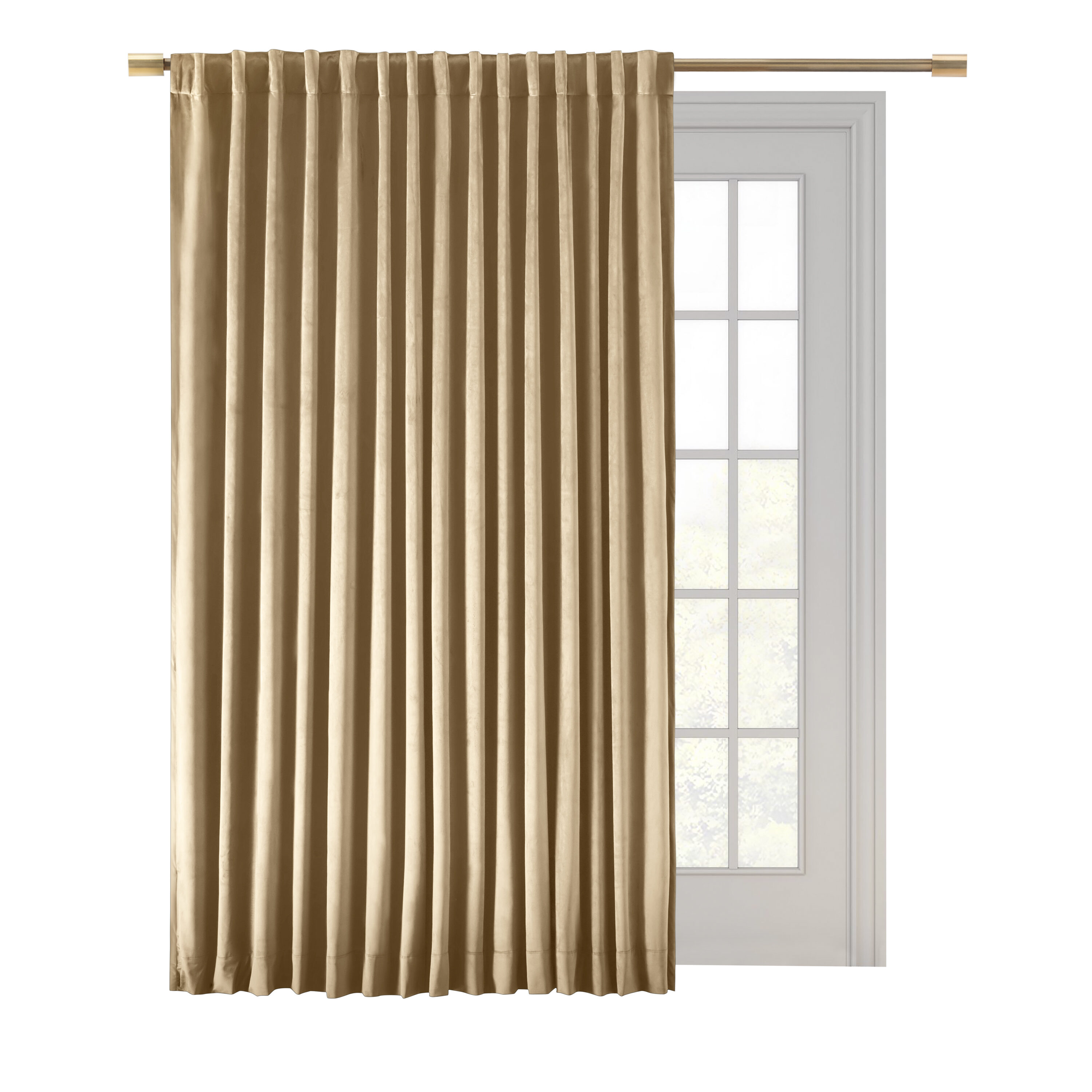 Ricardo Trading 02585-70-484-02 84-in Champagne Blackout Standard lined Back tab Single curtain panel