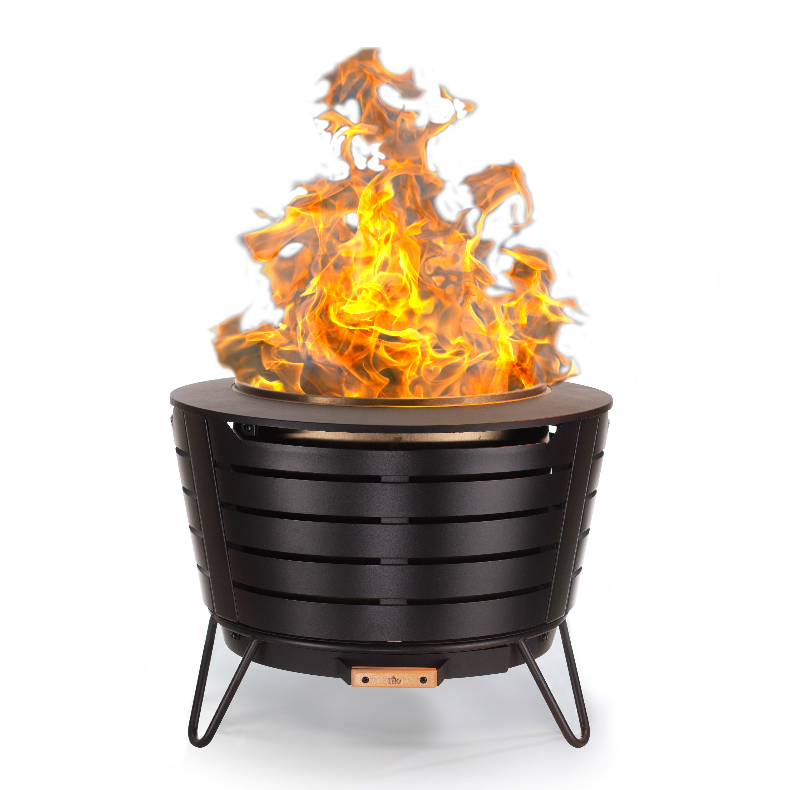 TIKI 111900168 24.75-in W Black Stainless steel Wood-Burning Fire Pit