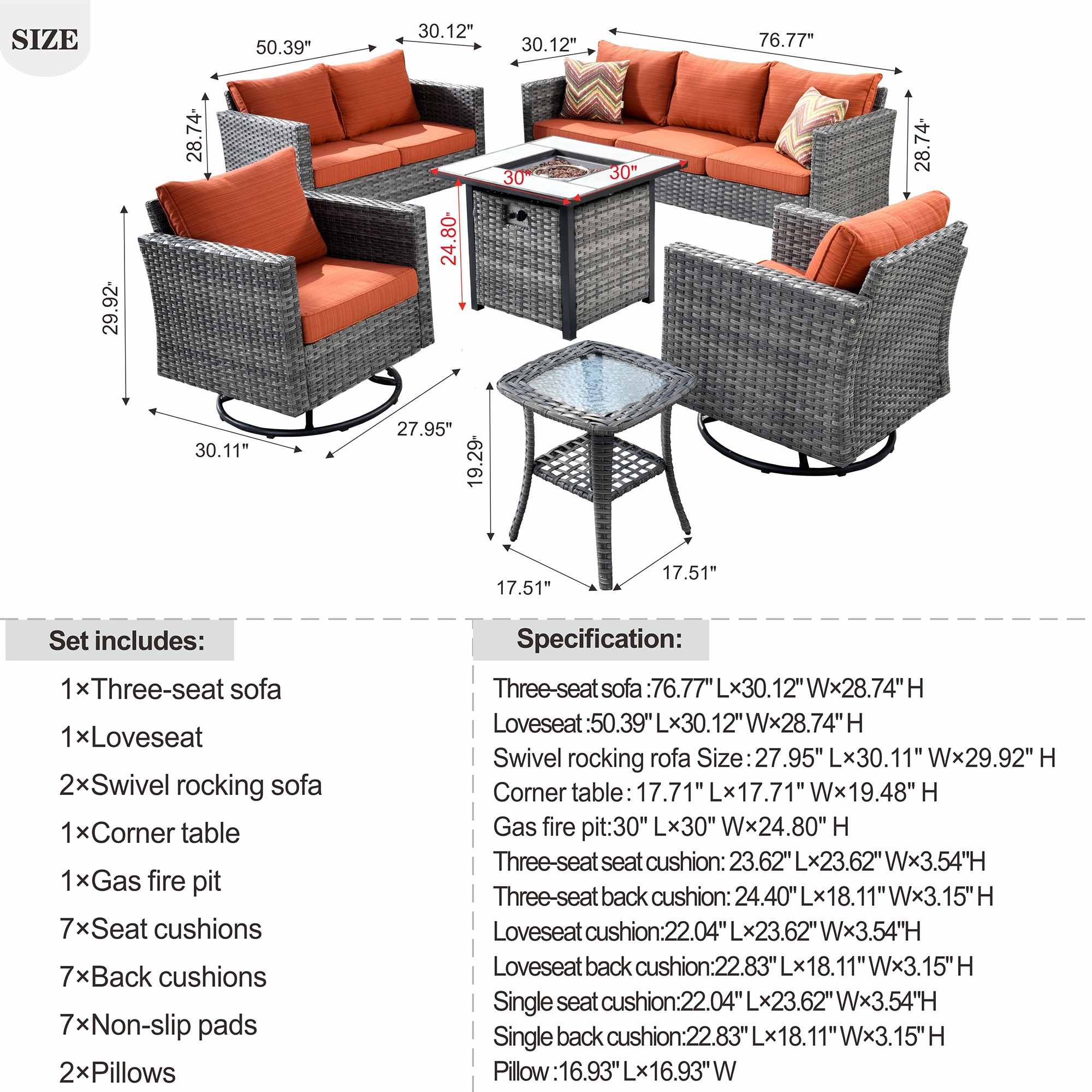 XIZZI XSQRCL8164-FP Patio-Conversation-Sets - View #10