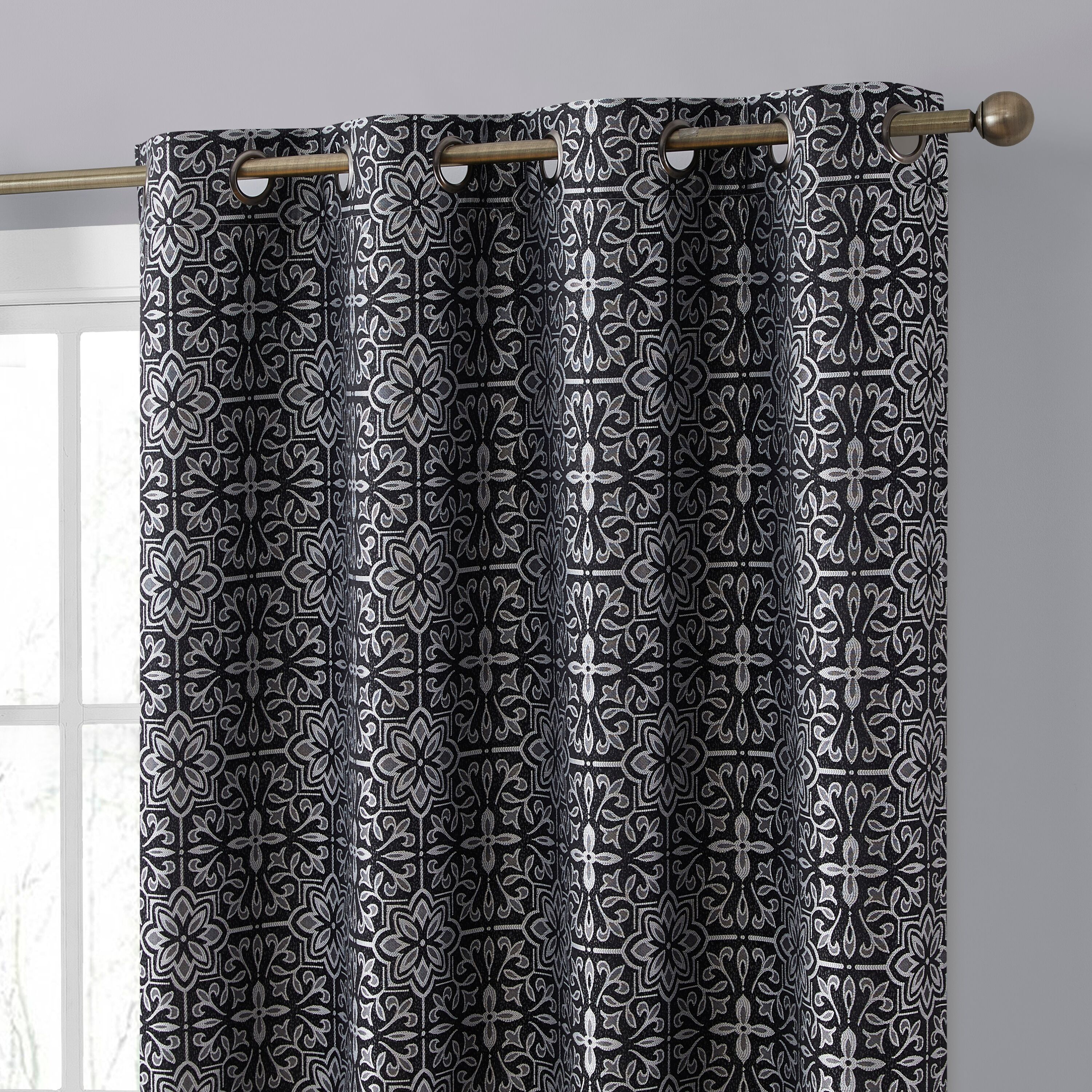 HLC.me MIA-BLKT-BLK84 84-Inches Black Blackout Thermal lined Grommet Curtain panel pair