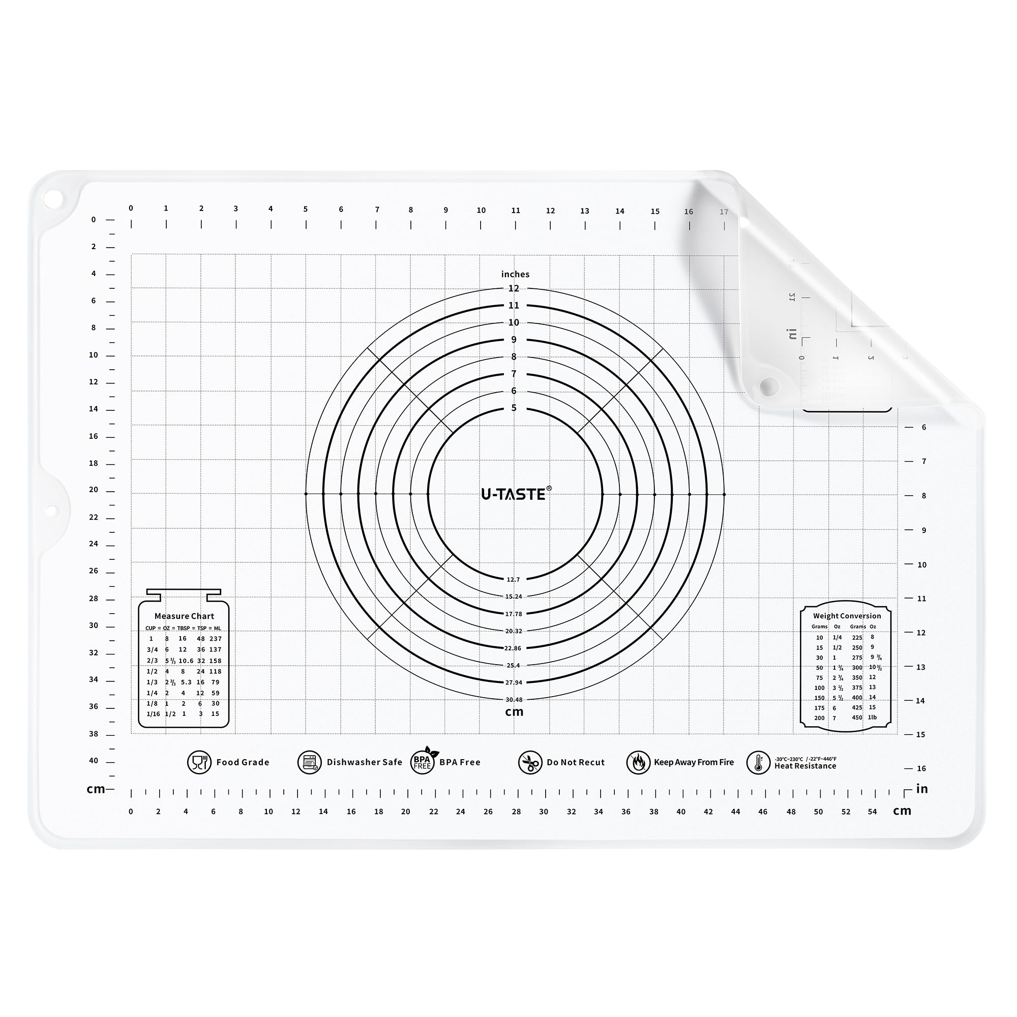 DHMHD  Large Pastry Mat Food Grade Liquid Silicone Dough Rolling Baking Sheet Non Stick Non Slip with Clear Measurement and Raised Edges