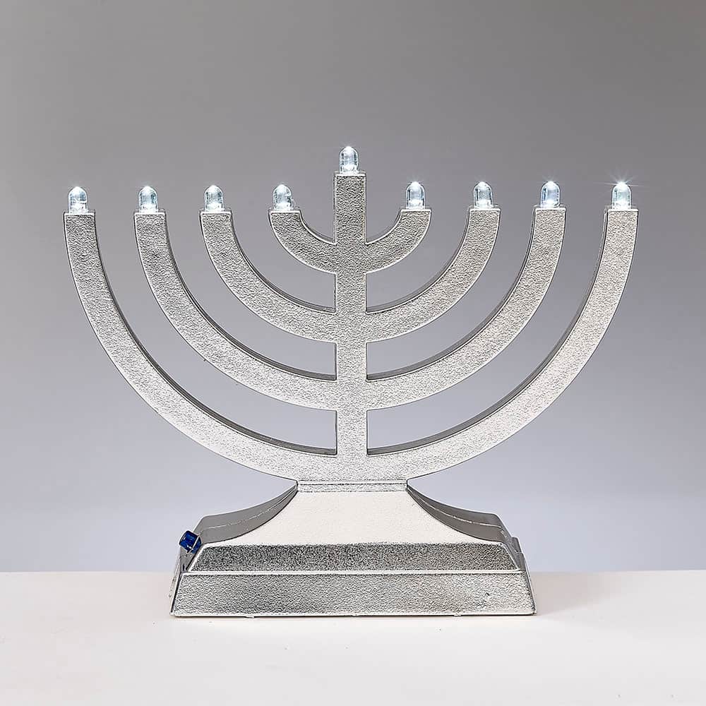 Rite Lite 6 inch Battery Operated Light it Anywhere Silver Tone Go Menorah