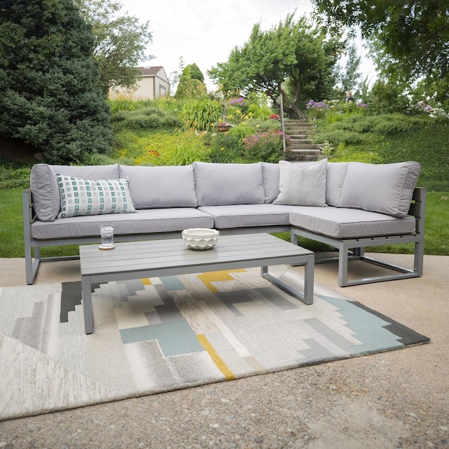 Walker Edison 4 Piece Patio Conversation Set With Cushions In The Sets Department At Com - Walker Edison Outdoor Furniture Sets Uk