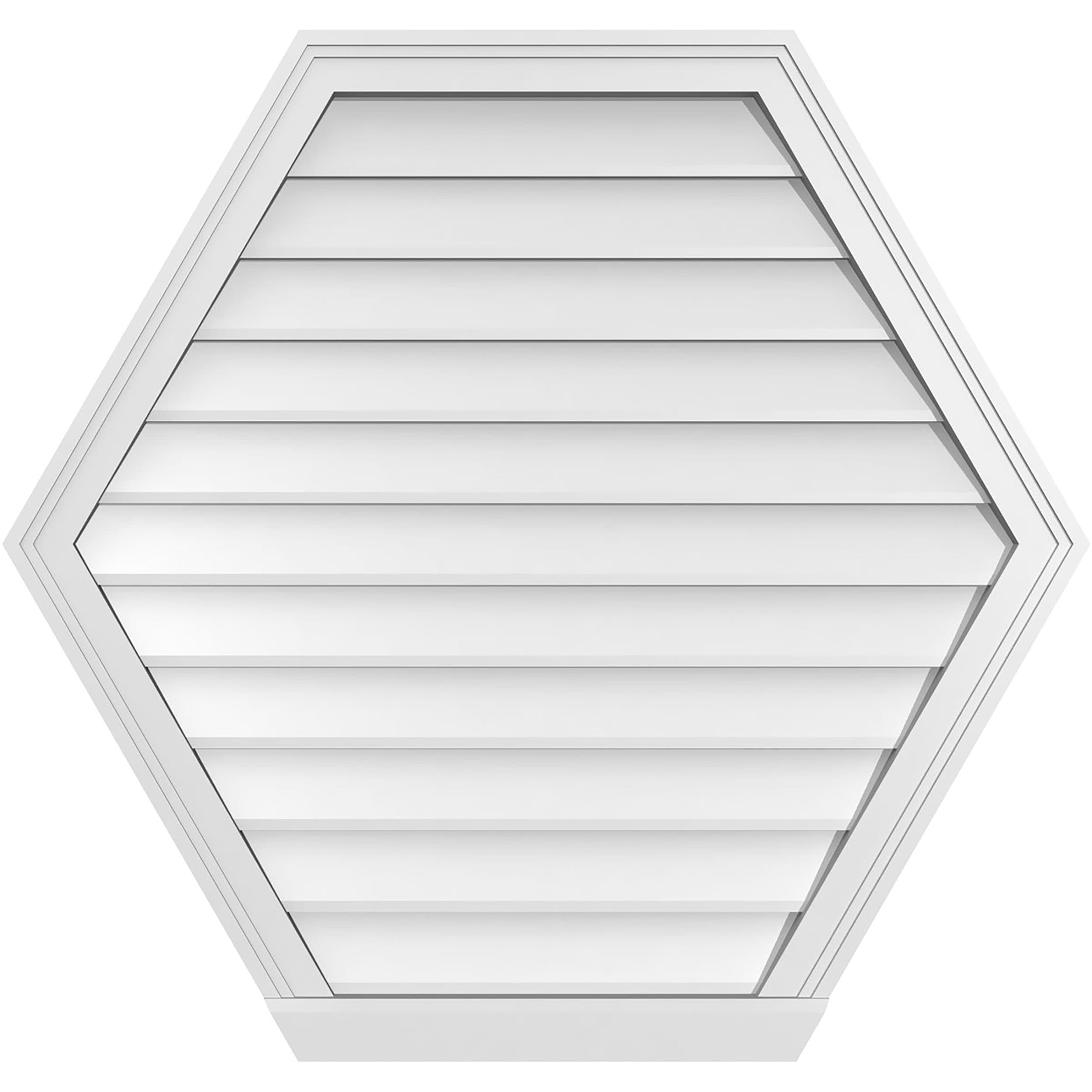 Ekena Millwork GVPHP36X3403SN 36-Inches x 34-Inches Off-white Peaked PVC Gable Louver Vent
