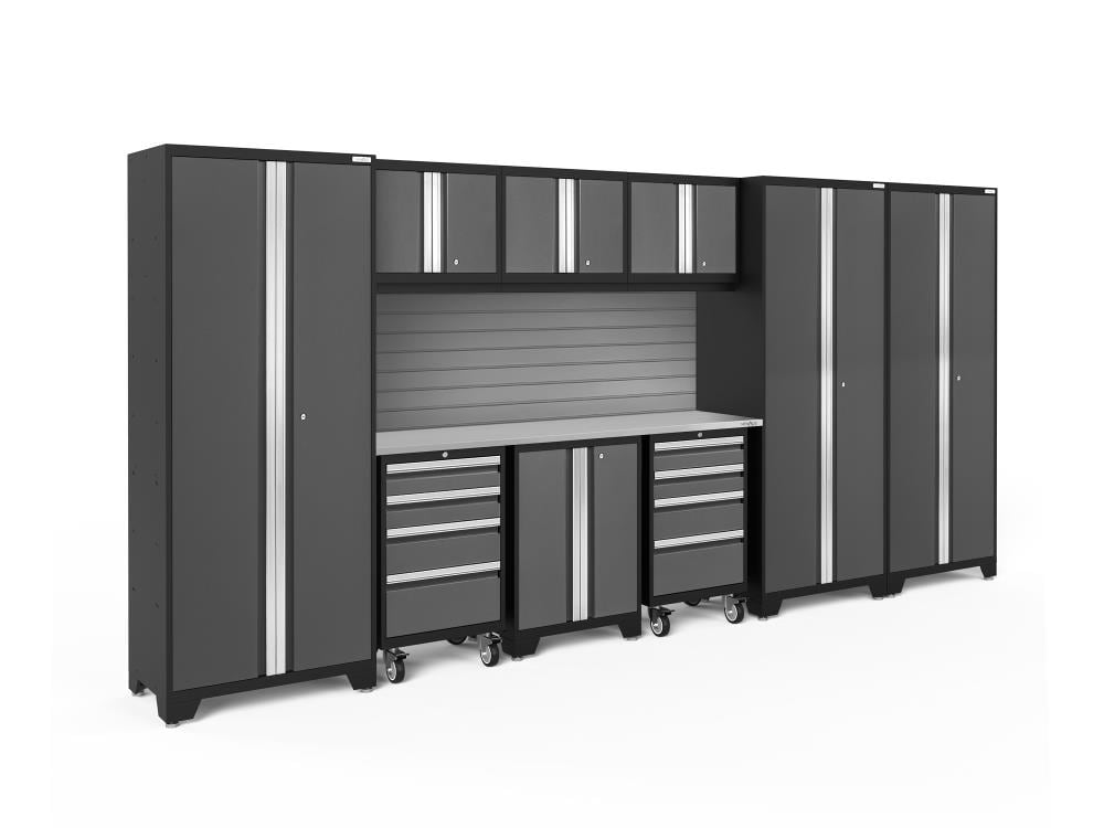 NewAge Products 56030 162-in W x 76.75-in H x 18-in D 9 -Cabinets Steel Charcoal Gray Garage Storage System