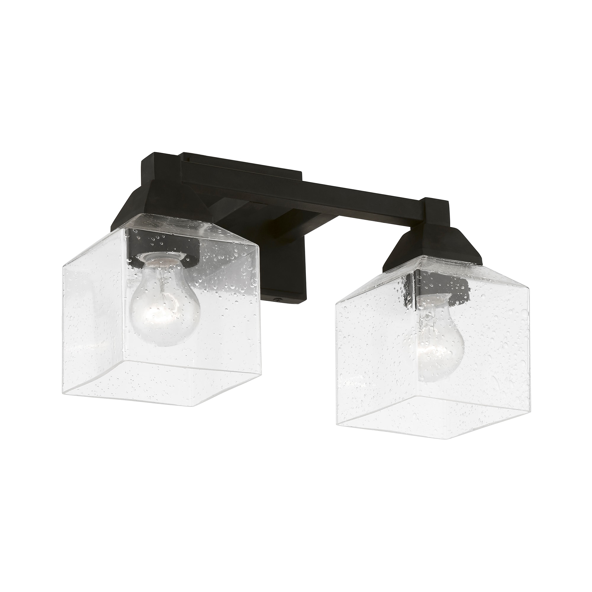 Aragon Seeded Glass Dual-Light Vanity Sconce in Black