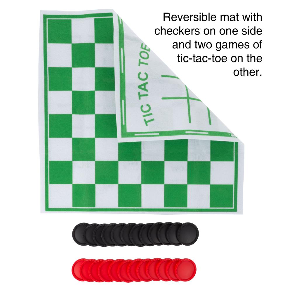 Toy Time Giant Checkers and Tic Tac Toe Reversible Board Game Rug