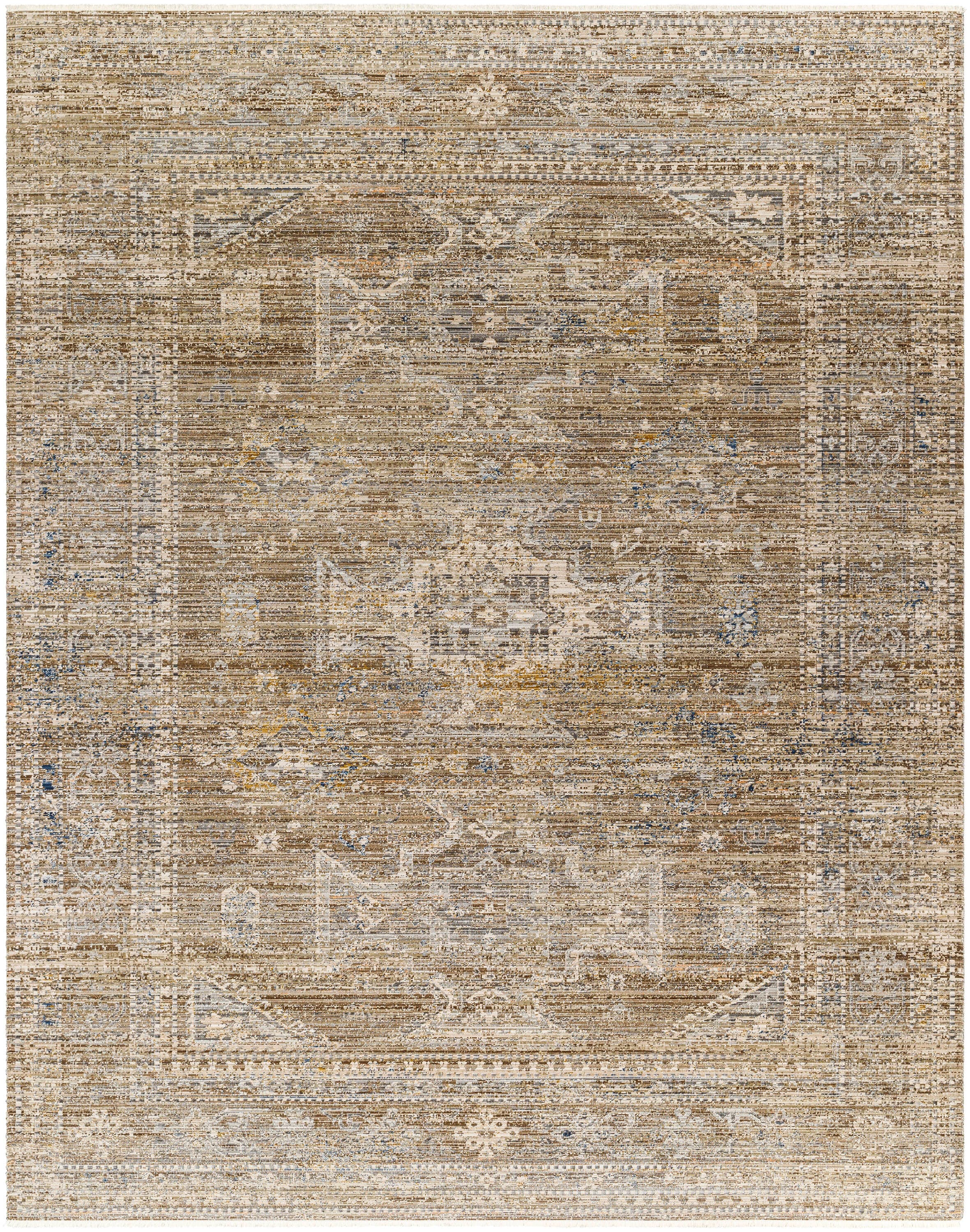Margaret Gray and Taupe Synthetic Washable Rectangular Area Rug