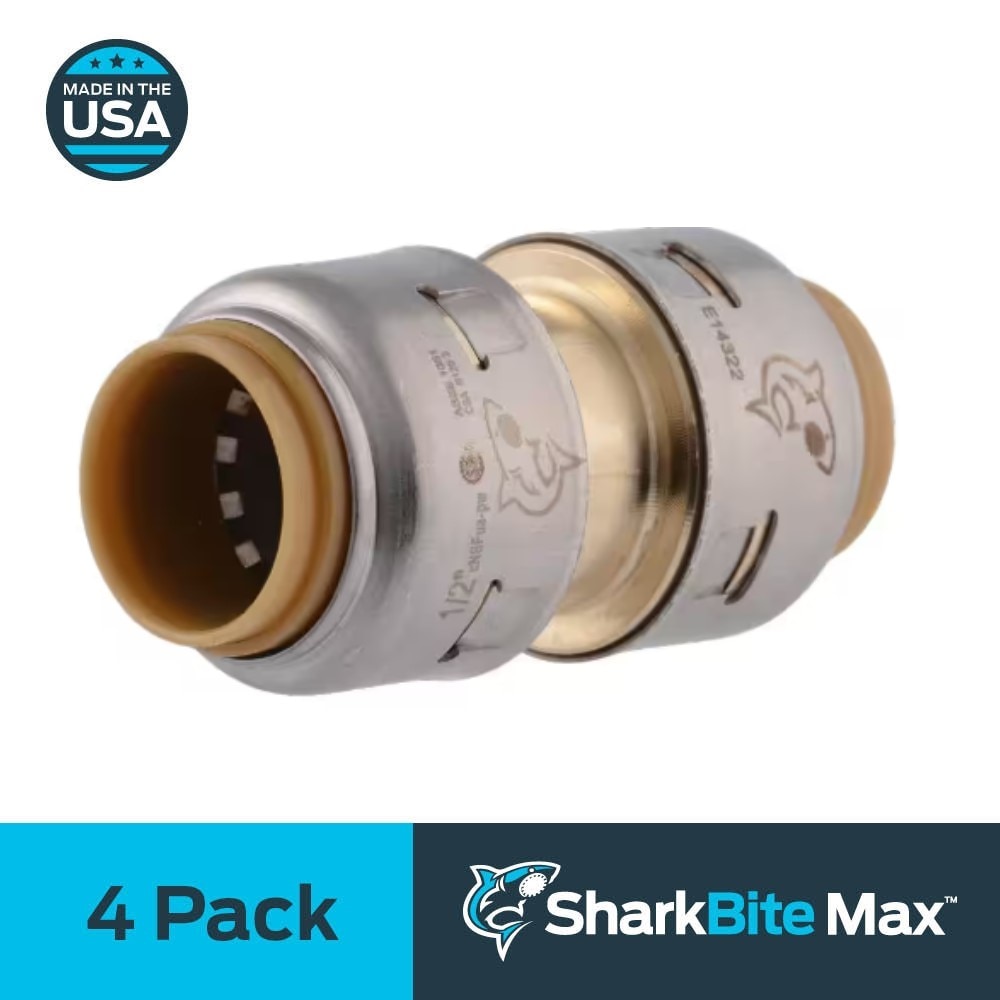 SharkBite UR008Z4 Max 1/2-in Push-to Connect Coupling (4-Pack)