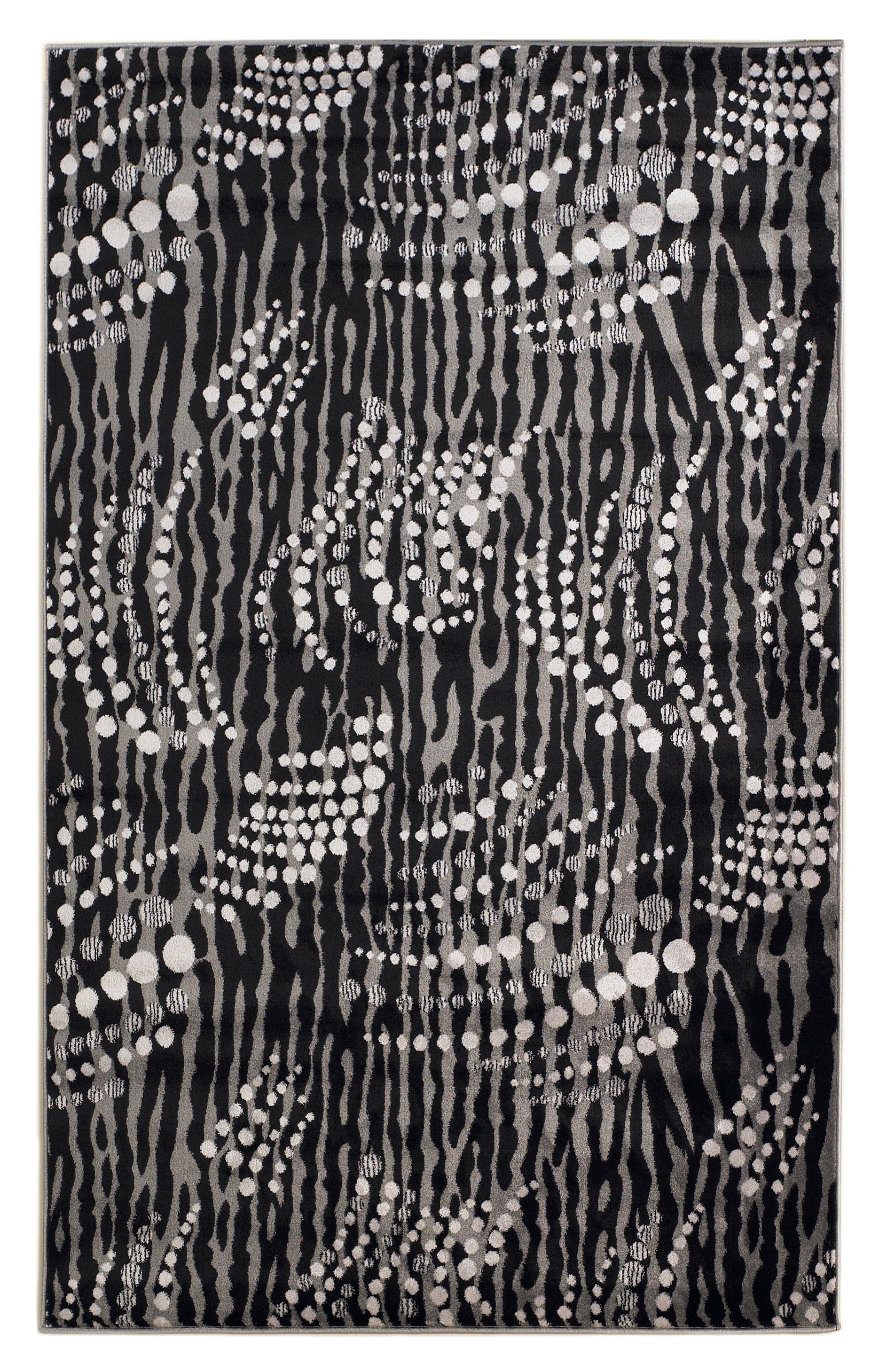 Linon RUG-MN2258 5 x 8 (ft) Polypropylene Gray/Black Rectangular Indoor Abstract Area rug