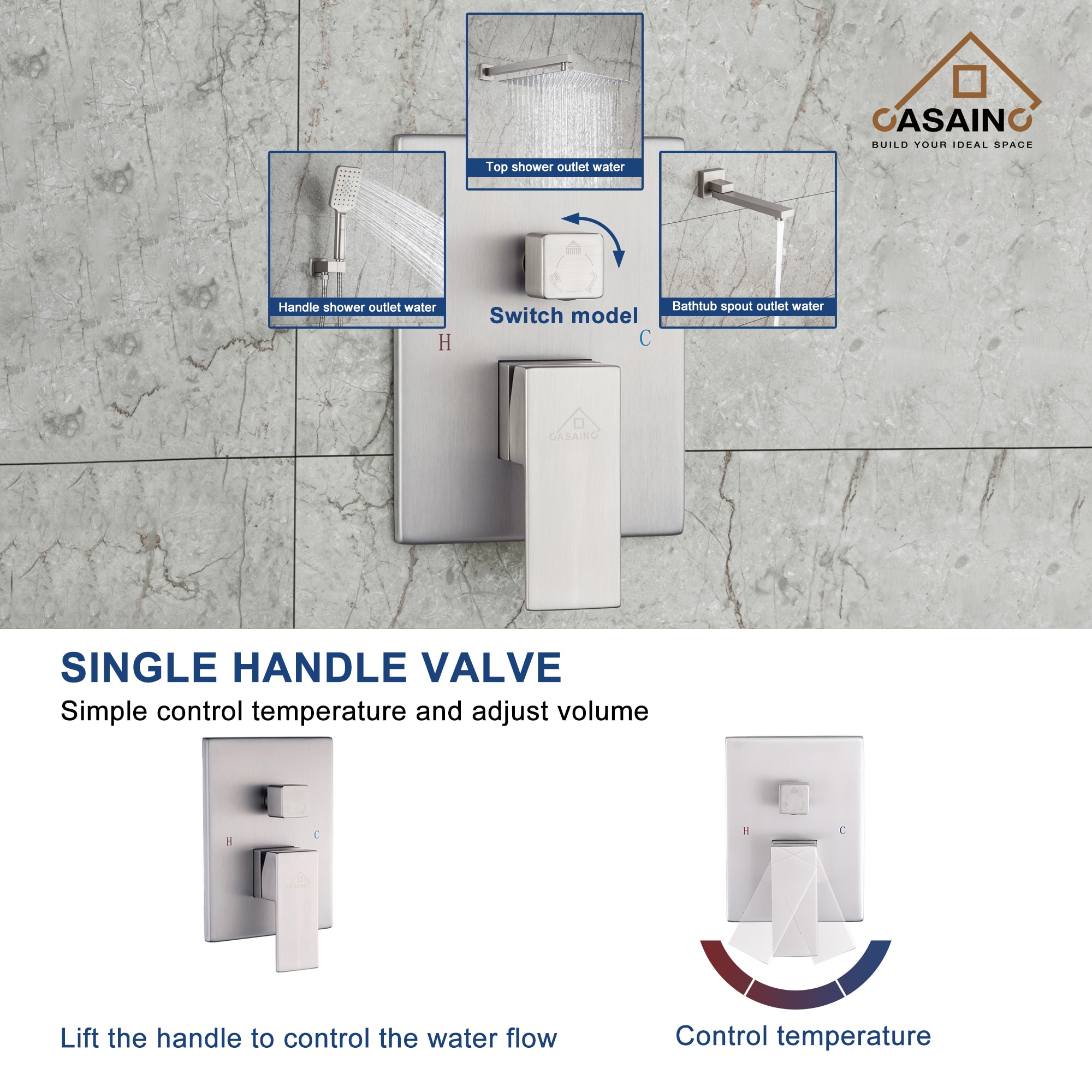 CASAINC CASA09BN Showerhead-Bar-Panels - View #5