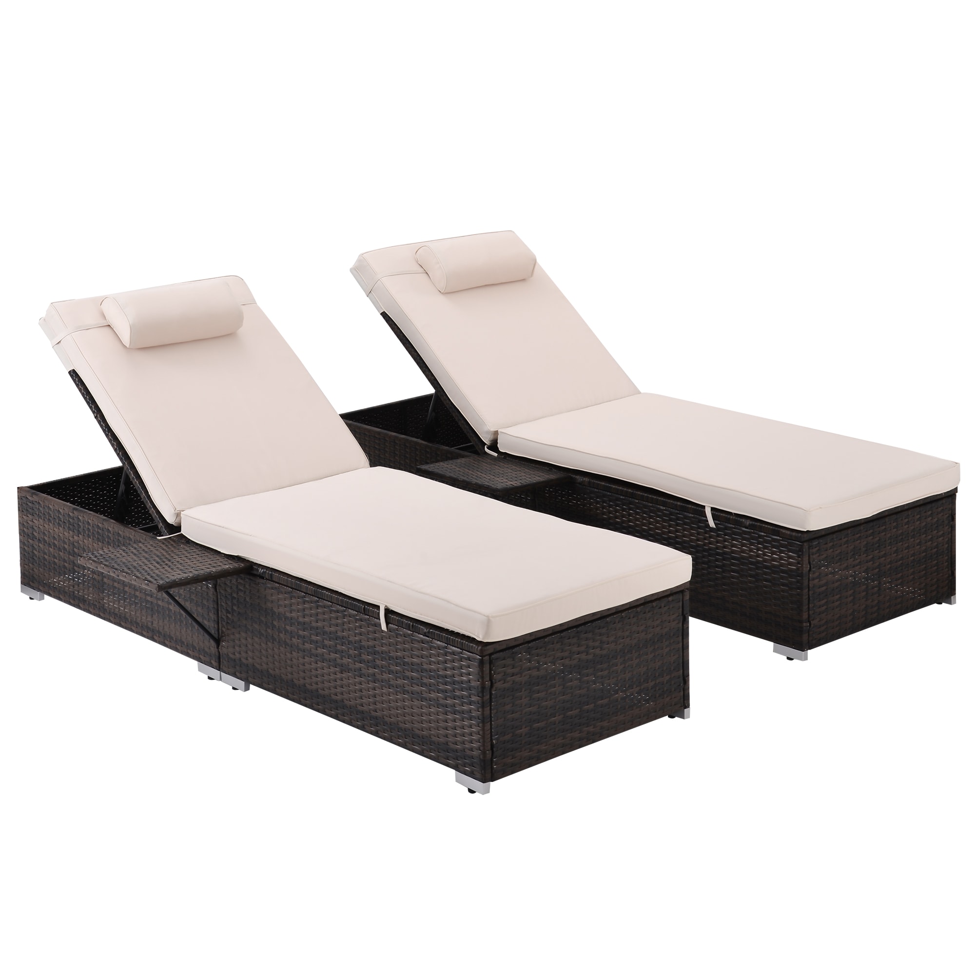 CASAINC AOG-W213S00037 Outdoor Furniture Sets Steel Wicker Frame Chaise Lounge Chair with