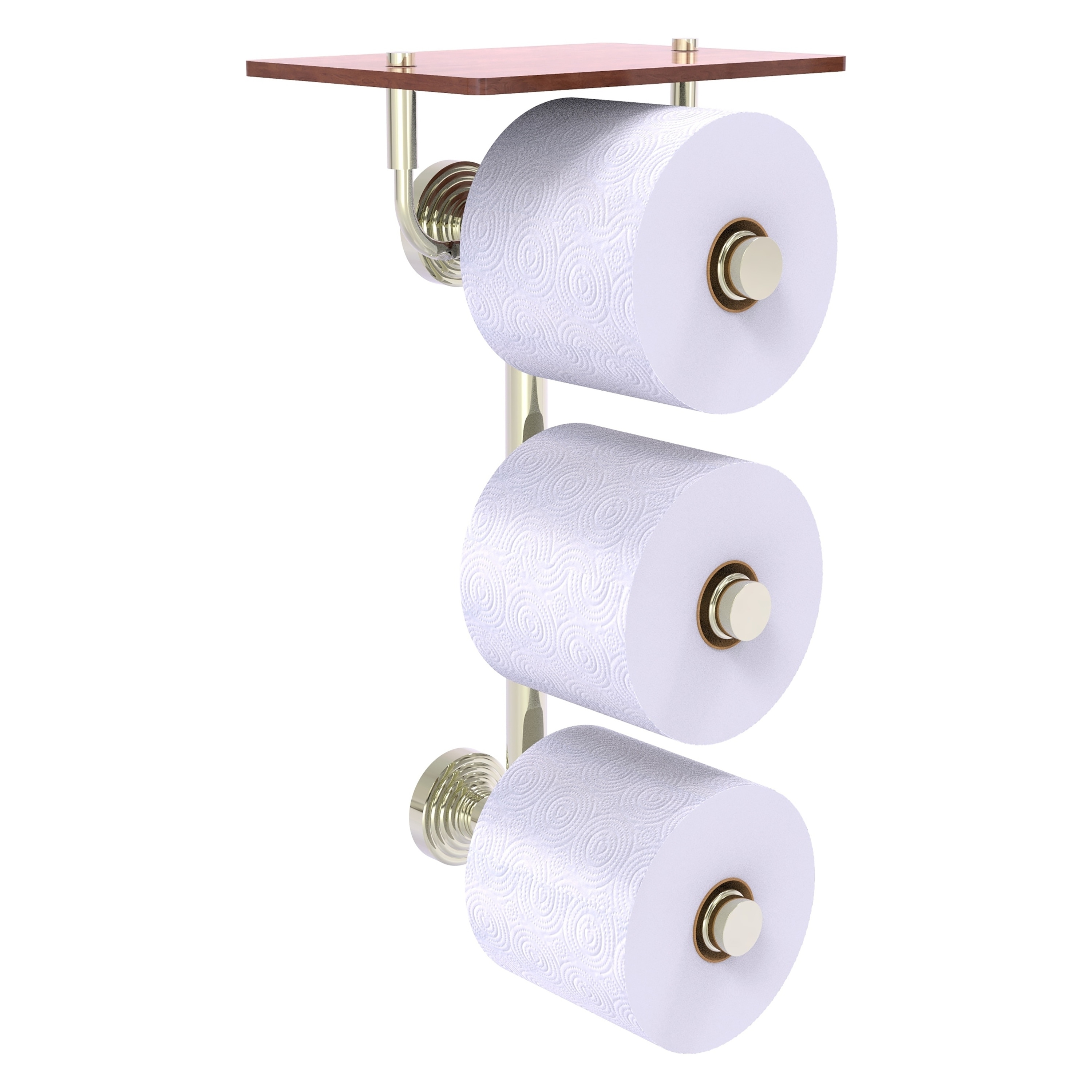 Allied Brass WP-35-3VS-IRW-PNI Waverly Place Polished Nickel Wall mount Double post Toilet Paper Holder 3 -Rolls with Storage