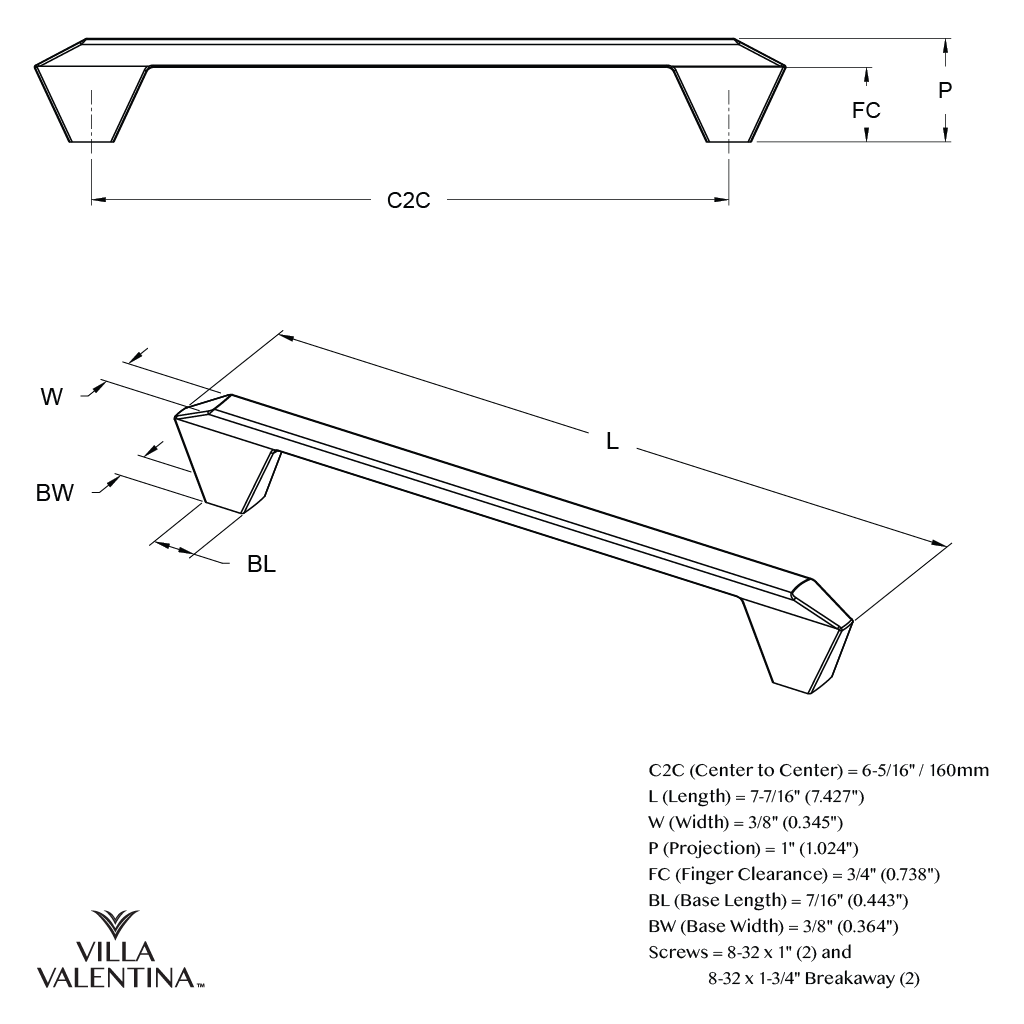 Villa Valentina VV17160MB Cabinet-Pulls - View #5