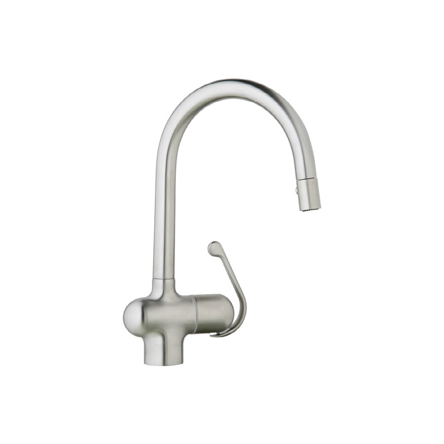 Grohe Ladylux Realsteel 1 Handle Deck Mount Pull Down Kitchen Faucet At