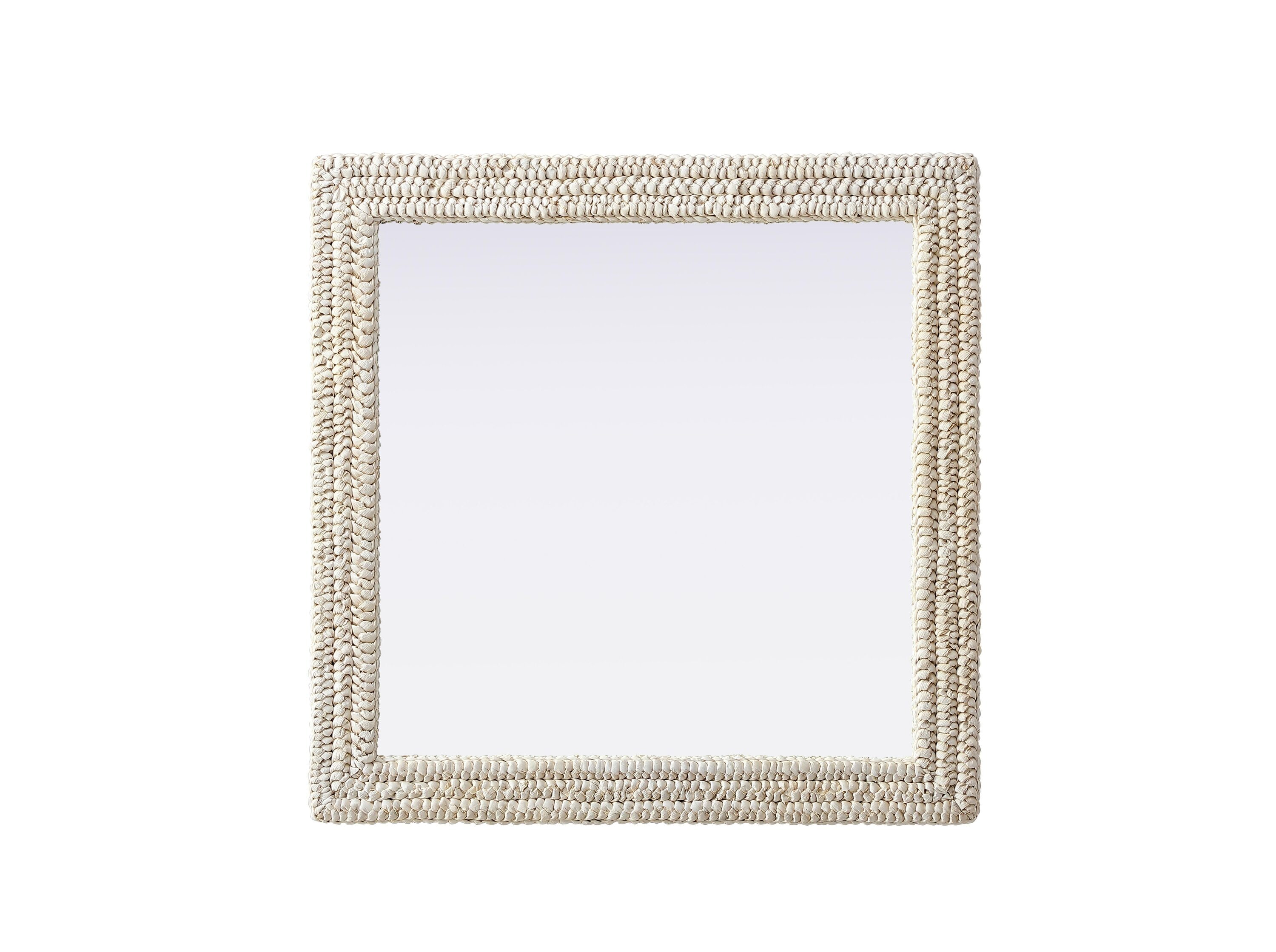 Simply Living Home Marcelline Rectangle Cornhusk Mirror 36x36 in Linen White