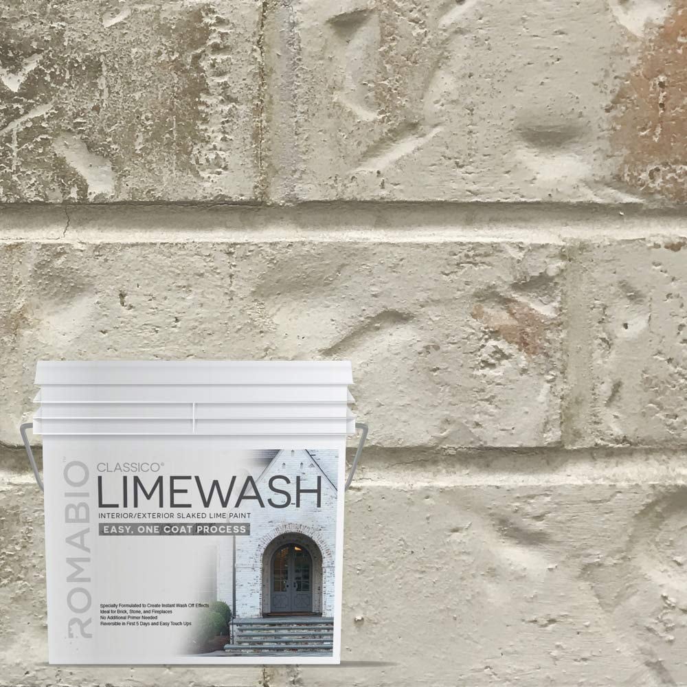 ROMABIO CLW-NUBEGY-WB-2.5L Masonry Stucco Brick Flat Classico Limewash Nube Gray Lime Interior/Exterior ( 2.5-liter )
