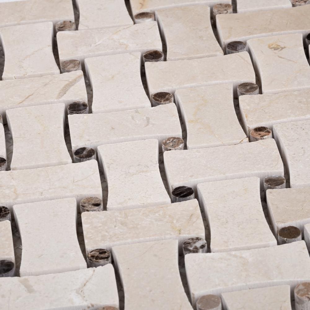 Apollo Tile (Sample) Beige 4-in x 4-in Polished Quartz Octagon Dot Mosaic Floor and Wall Tile