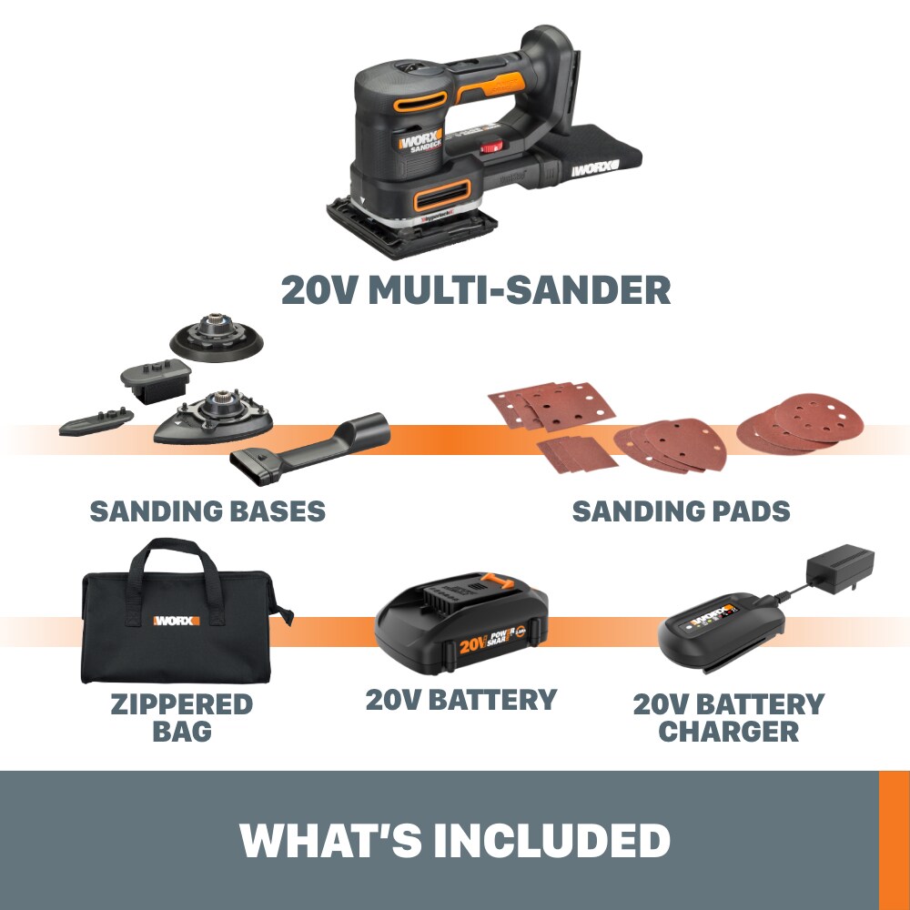 WORX POWER SHARE 20 Volt Cordless Variable Speed Detail Sander