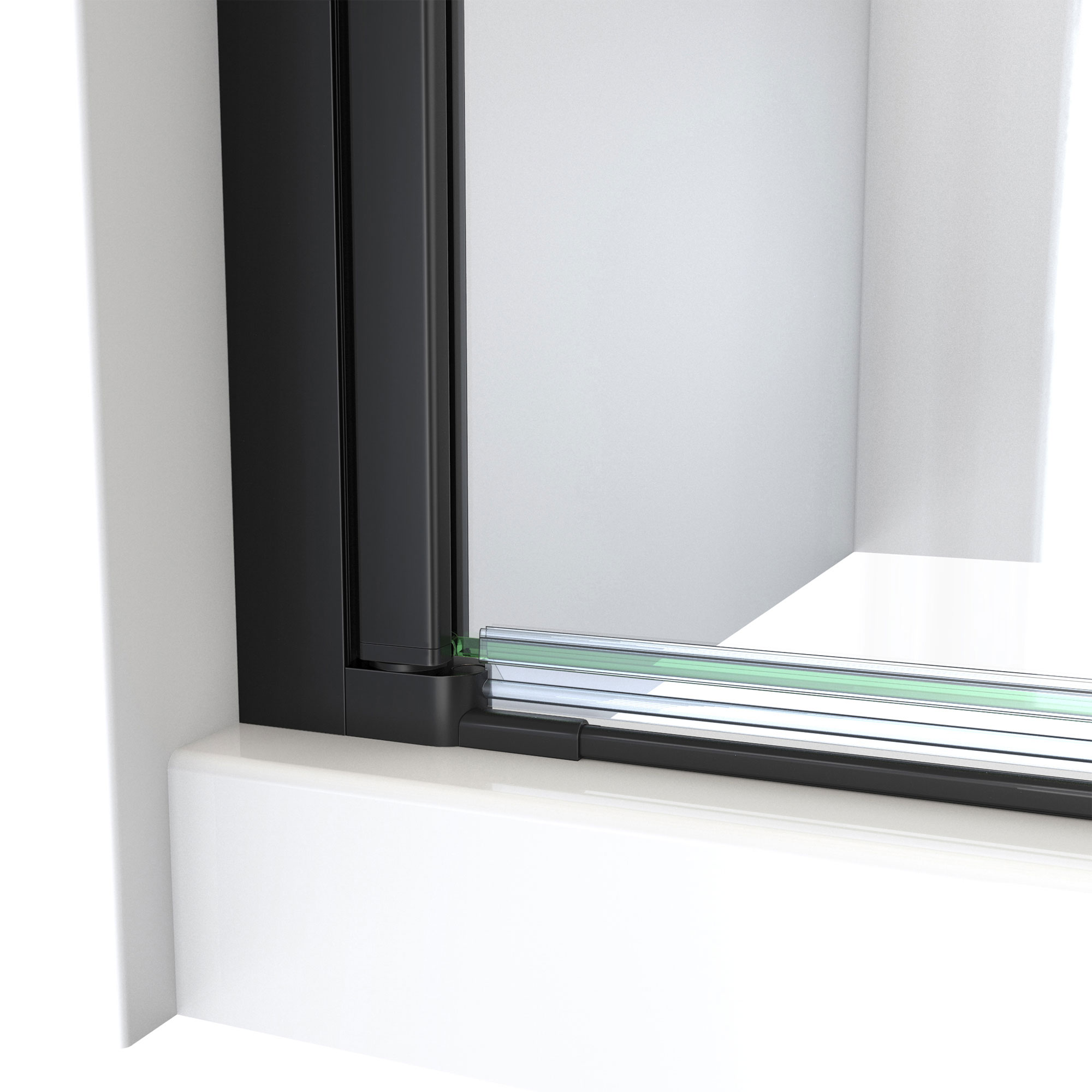 Matte Black Frameless Square Shower Kit with Acrylic Base