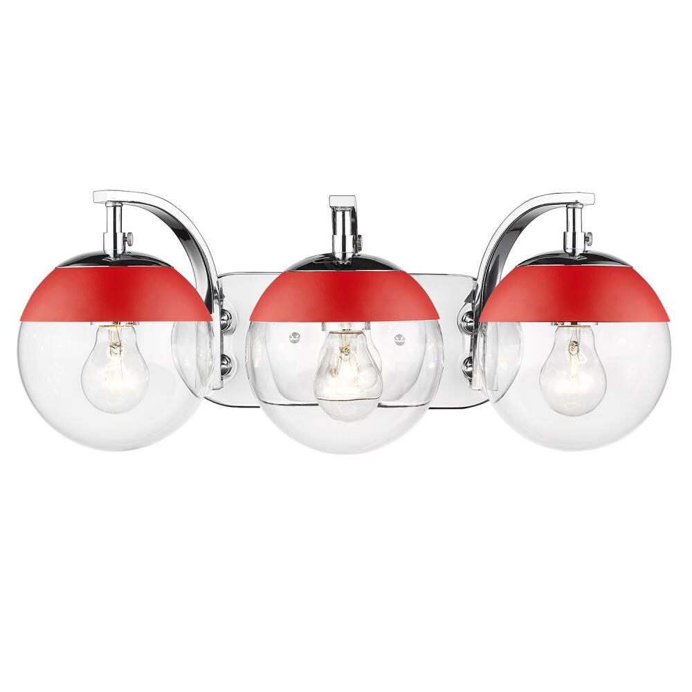 Golden Lighting 3219-BA3 CH-RED Dixon 21-in 3-Light Chrome Mid-century Vanity Light