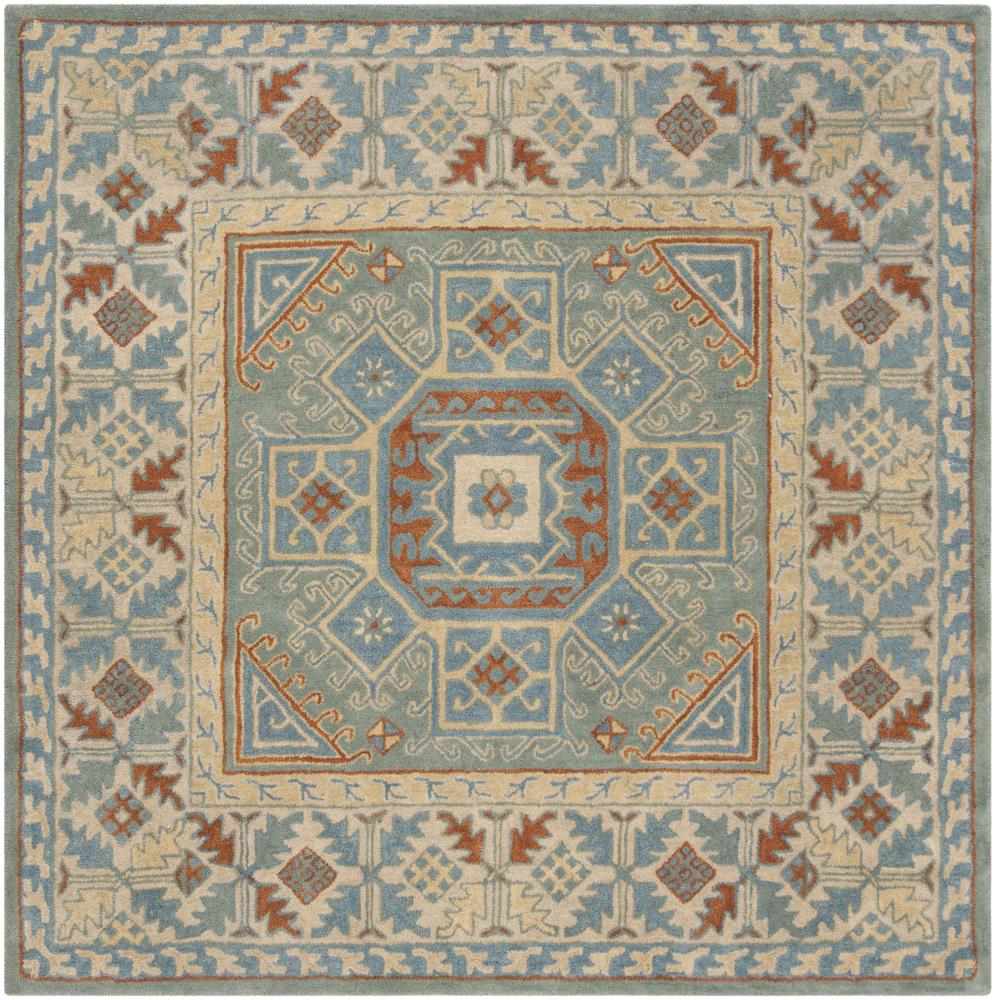 Safavieh HG743M-6SQ Heritage Loni 6 x 6 (ft) Tufted Wool Blue/Beige Square Indoor Floral/Botanical Oriental Area rug