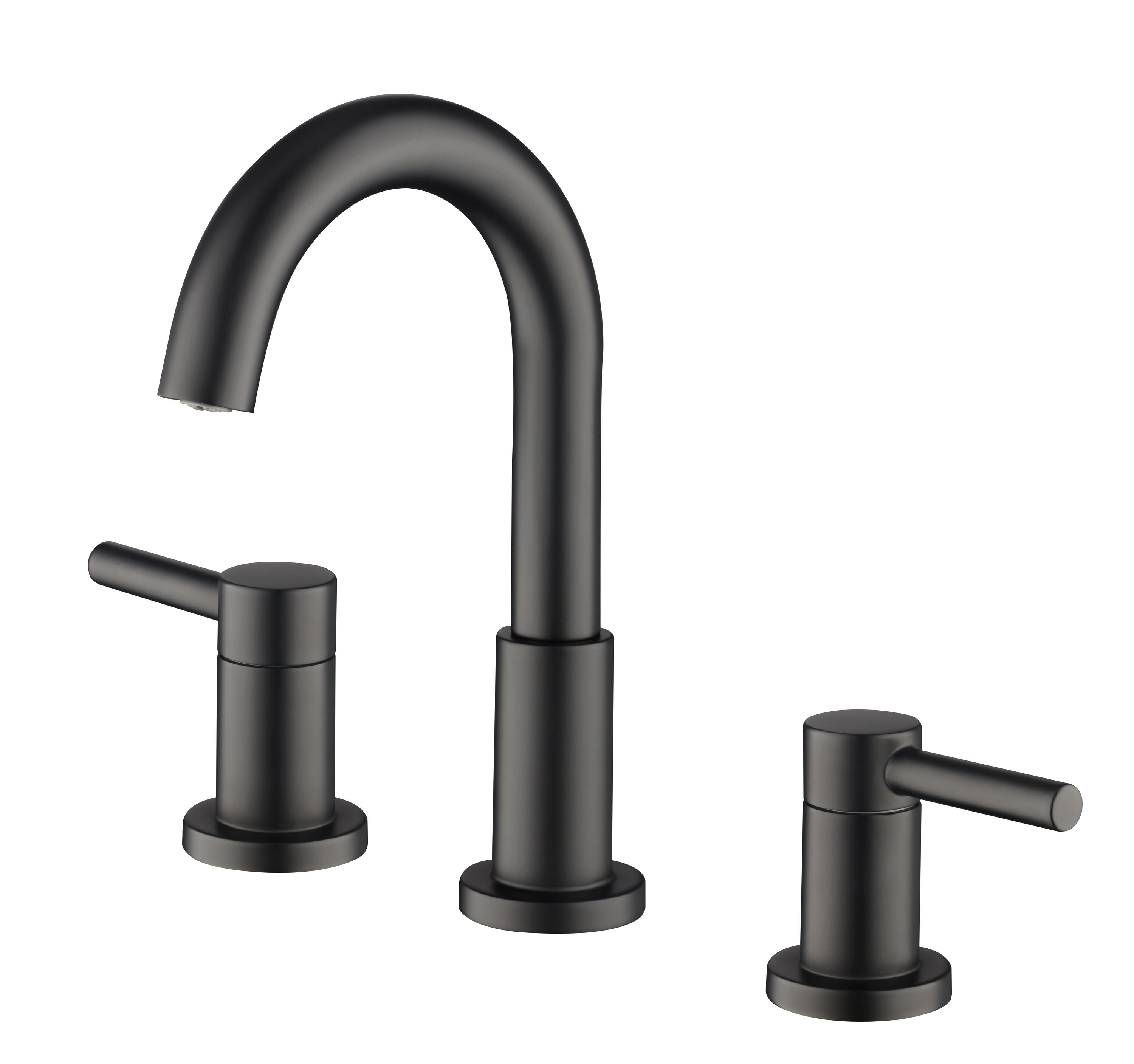 allen + roth 67948W-617001 Harlow Matte Black Widespread 2-handle WaterSense Mid-arc Residential Handle Bathroom Sink Faucet with Drain