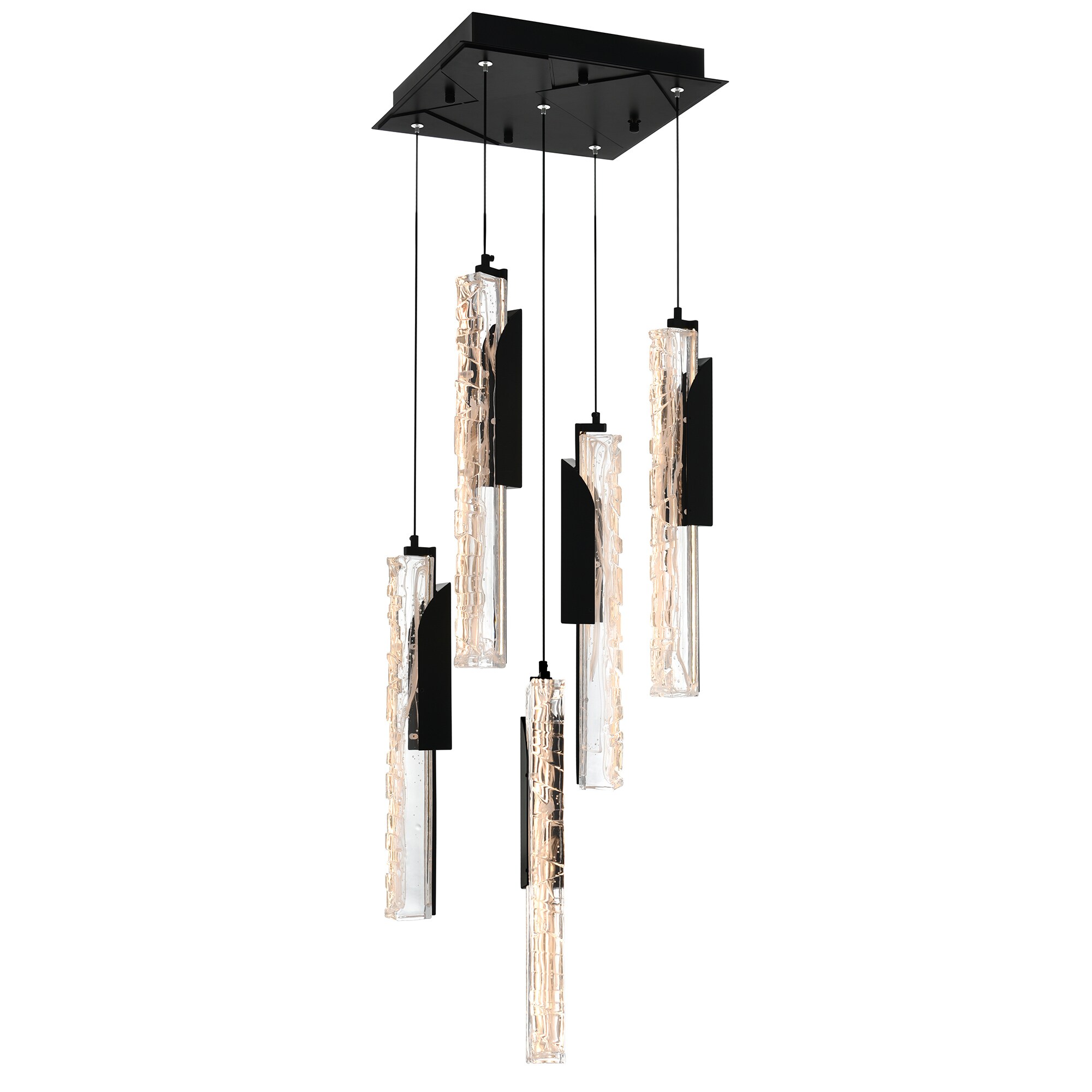 CWI Lighting Valira 5 -Light Black Modern/contemporary Clear glass Square LED Small Hanging Pendant Light