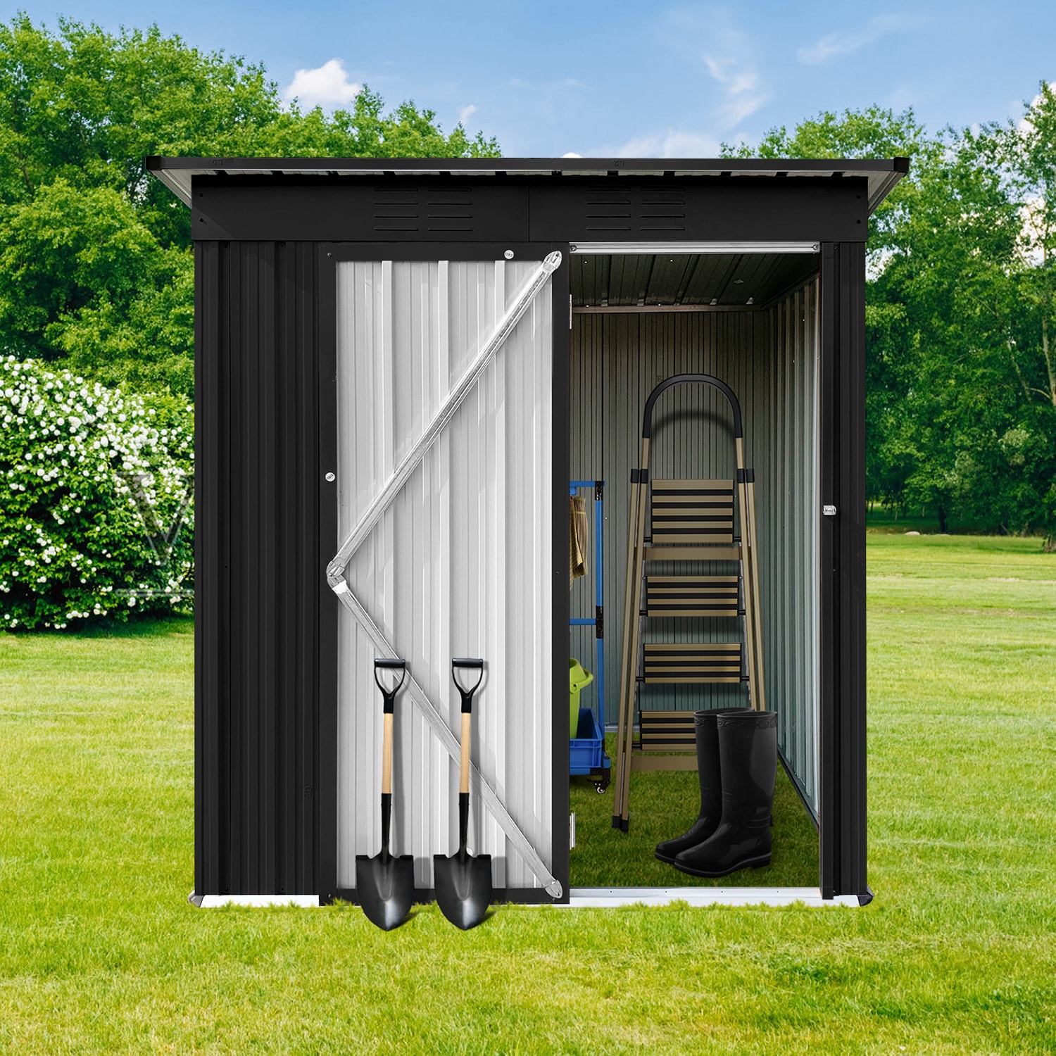 GZMR GM-W1371 5-ft x 4-ft Galvanized steel Storage Shed