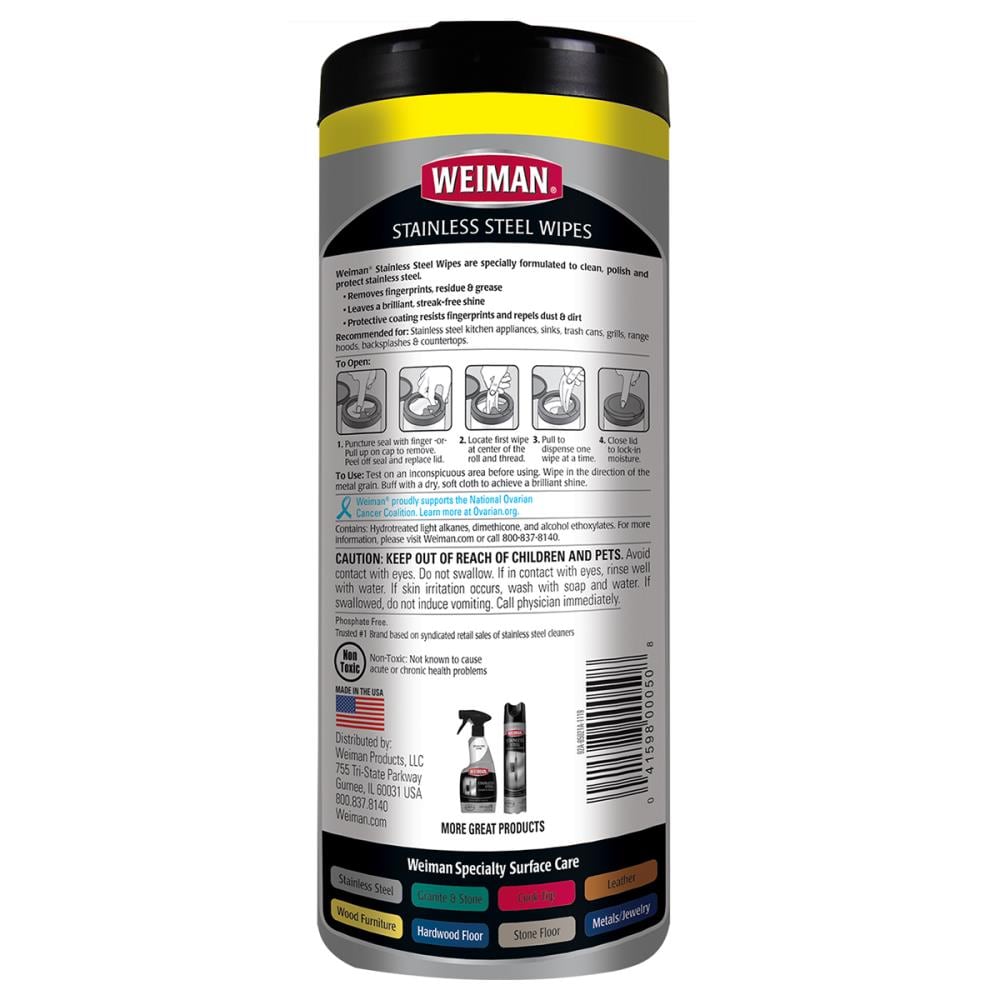  Weiman Stainless Steel Cleaner Kit - Fingerprint Resistant,  Removes Residue, Water Marks and Grease from Appliances Works Great on  Refrigerators, Dishwashers, Ovens, Grills Packaging May Vary : Health &  Household