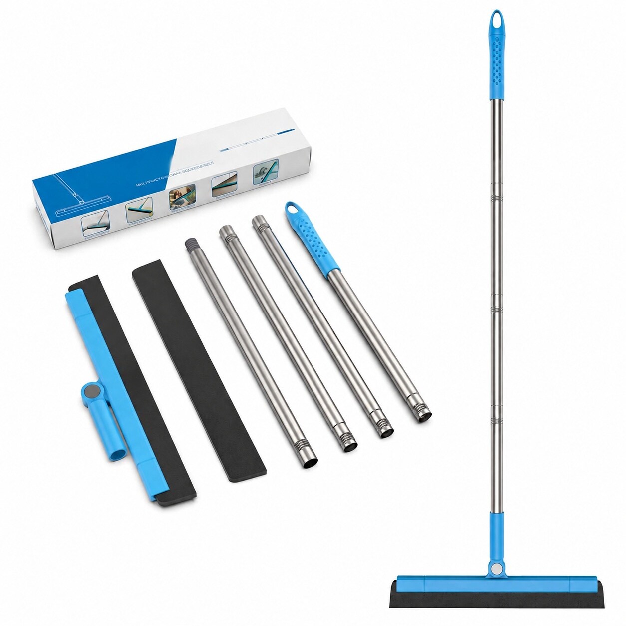 AKSCYZM  Adjustable Floor Squeegee with Long Handle and Foam Blade for Concrete Tile Wet Floors and Windows durable home and