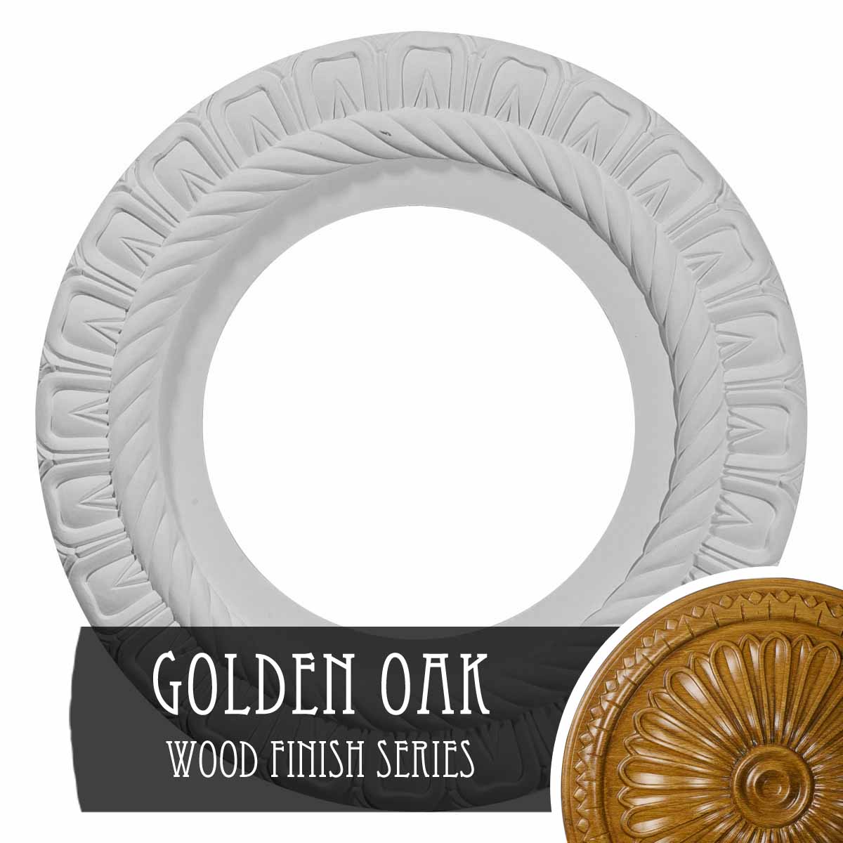 Ekena Millwork CM10CLGOS Claremont 10.625-in W x 10.625-in L Golden Oak Polyurethane Ceiling Medallion