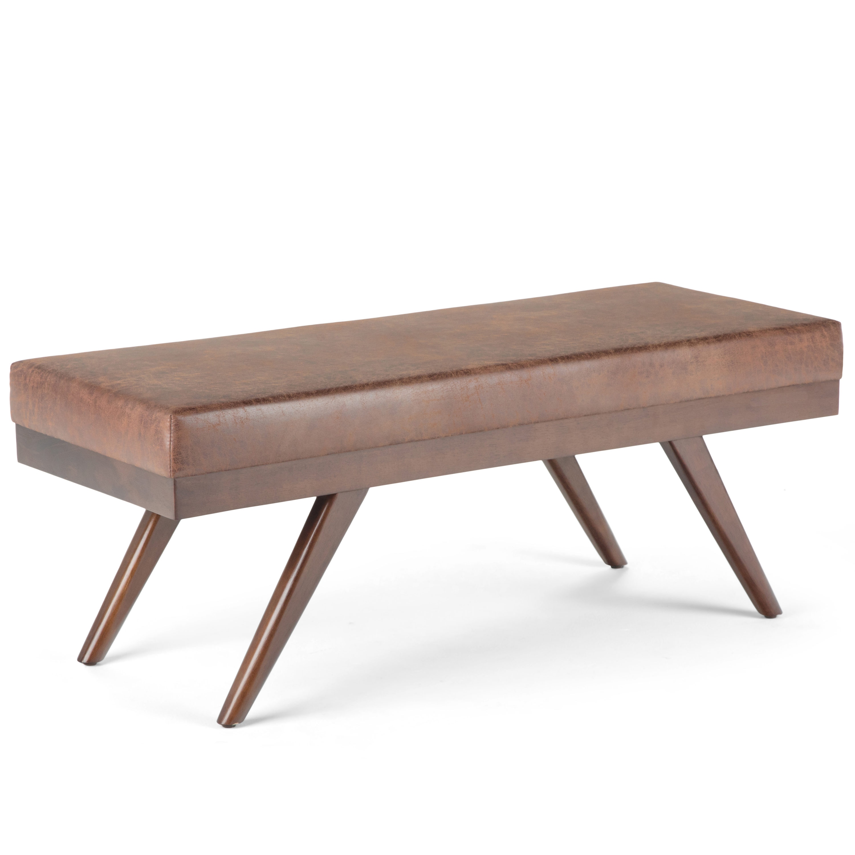 Simpli Home AXCOT-291-DUB Chanelle Midcentury Distressed Umber Brown Accent Bench 47.75-in x 18.1-in x 18.5-in