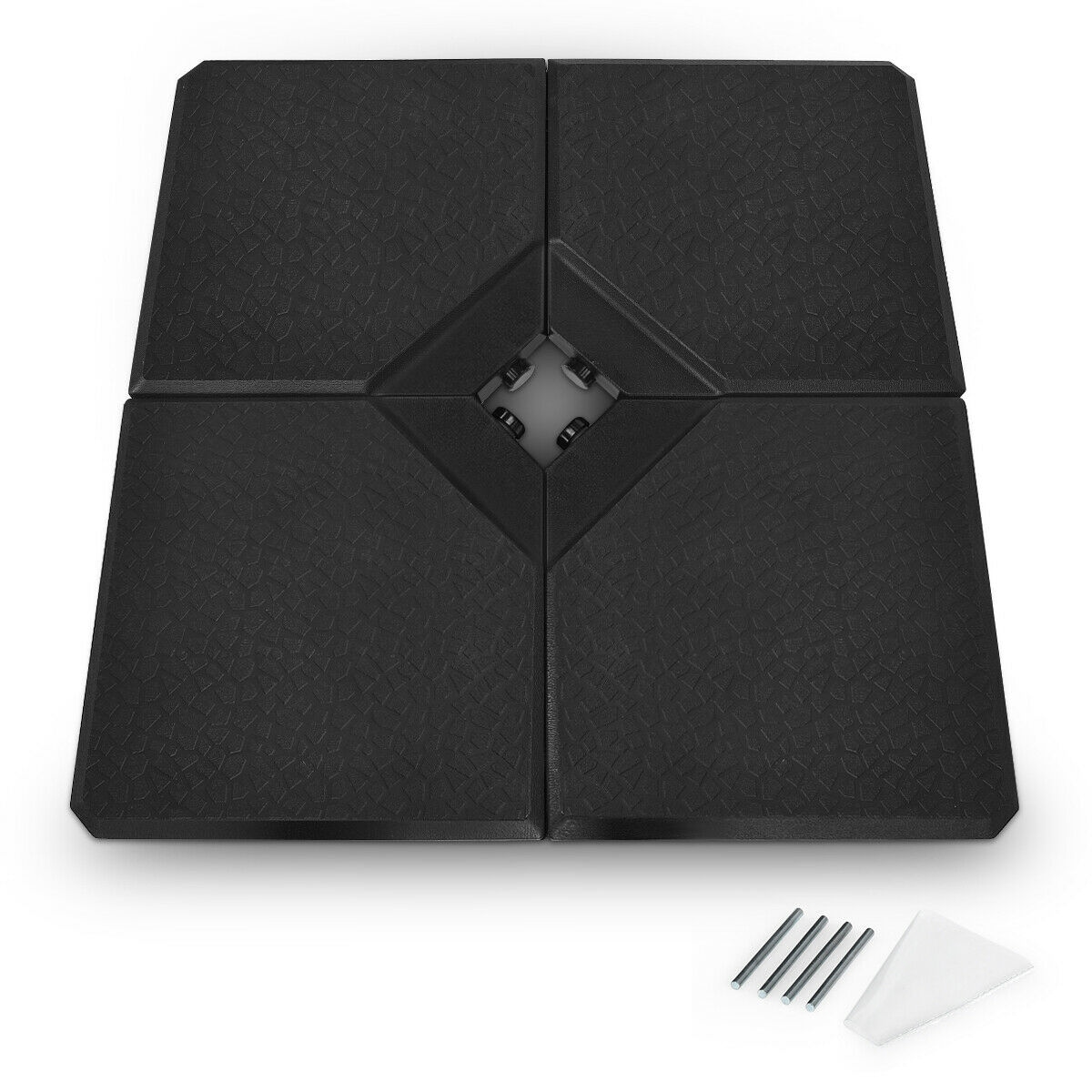 Slickblue D-CO-13207PO 4 Plate Square Offset Umbrella Base Set for Cantilever Umbrellas Fillable with Sand Outdoor Use Black