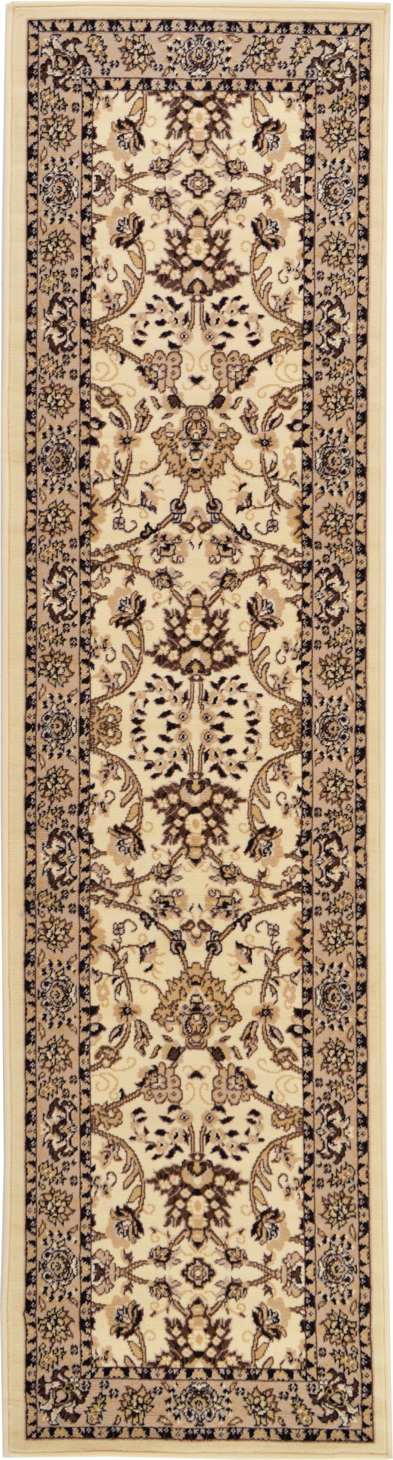 Unique Loom 3119201 Washington Sialk Hill 3 x 10 (ft) Loomed Polypropylene Ivory/Tan Rectangular Indoor Floral/Botanical Vintage Runner rug