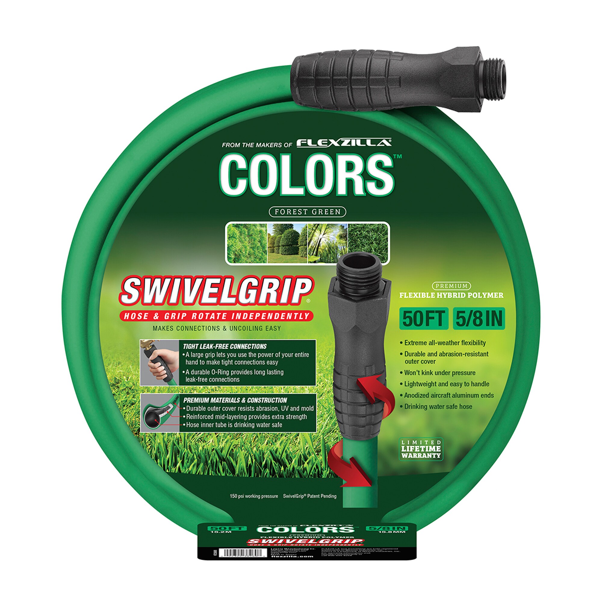 Flexzilla COLORS SwivelGrip 5/8-in x 50-ft Premium-Duty Kink Flexzilla COLORS SwivelGrip 5/8-in x 50-ft Premium-Duty Kink