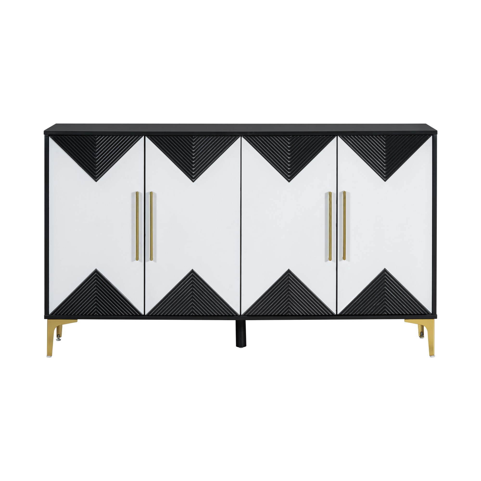 Clihome CL-W-1660-K-GW-N 59.8-in W 4 -Door Black White Accent Cabinet