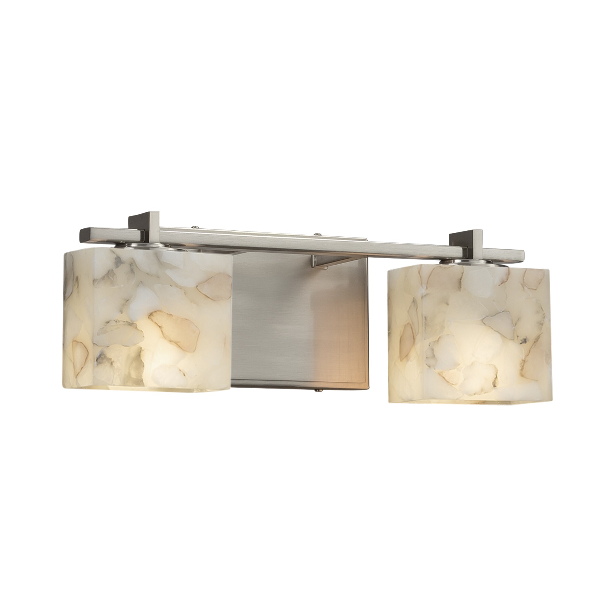 Justice Design Group ALR-8442-55-NCKL Alabaster Rocks 15.5-in 2-Light Brushed Nickel Transitional Vanity Light