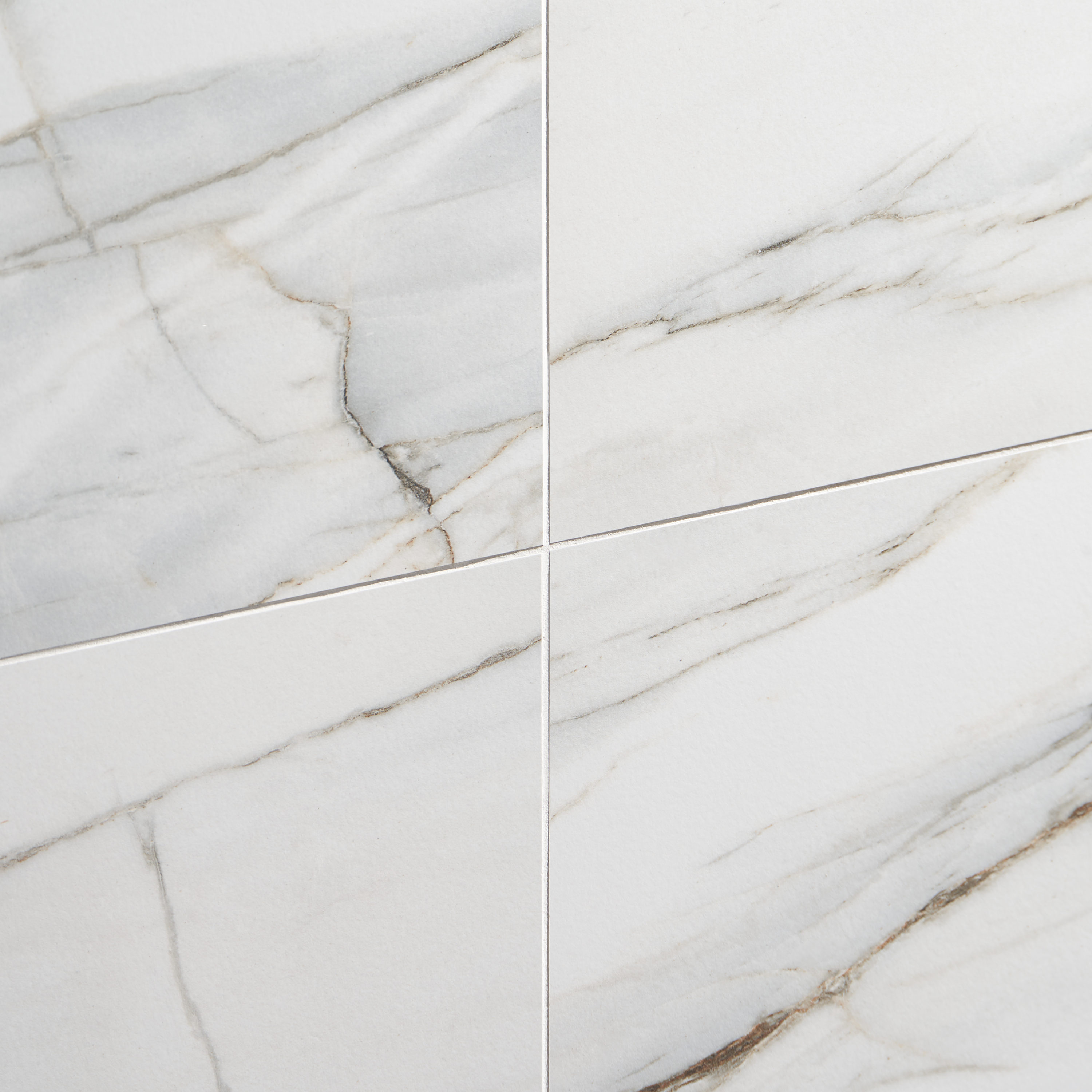 Enigma 24" Rectangular Matte White Porcelain Marble Look Tile