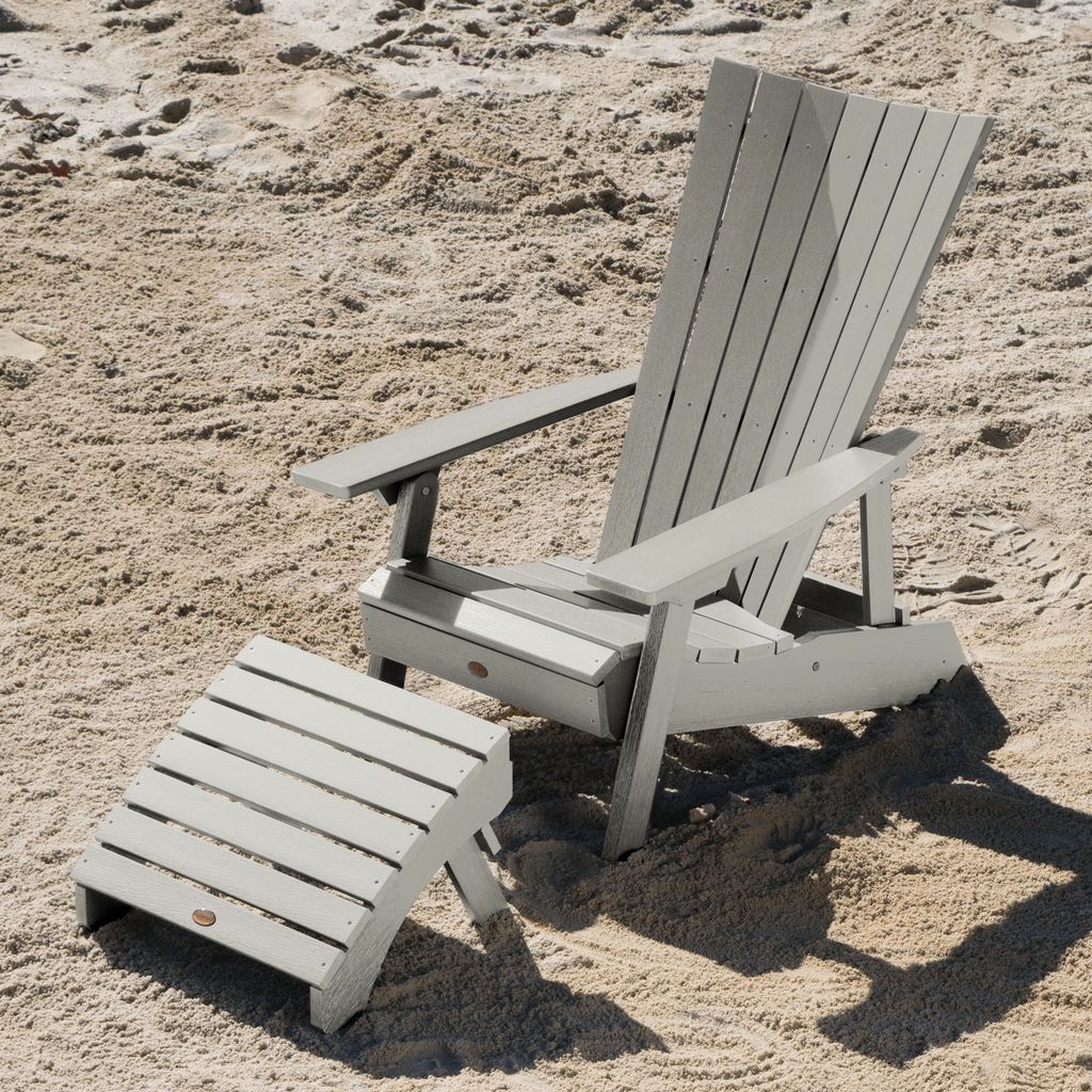 highwood AD-KITADRI1-HGR The Manhattan Harbor Gray Poly-lumber Frame Stationary Adirondack Chair with Slat Seat