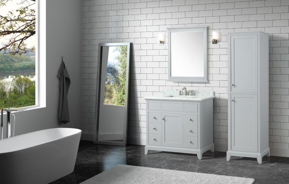 Aurora Blue 37 in. Vanity with Carrara Top